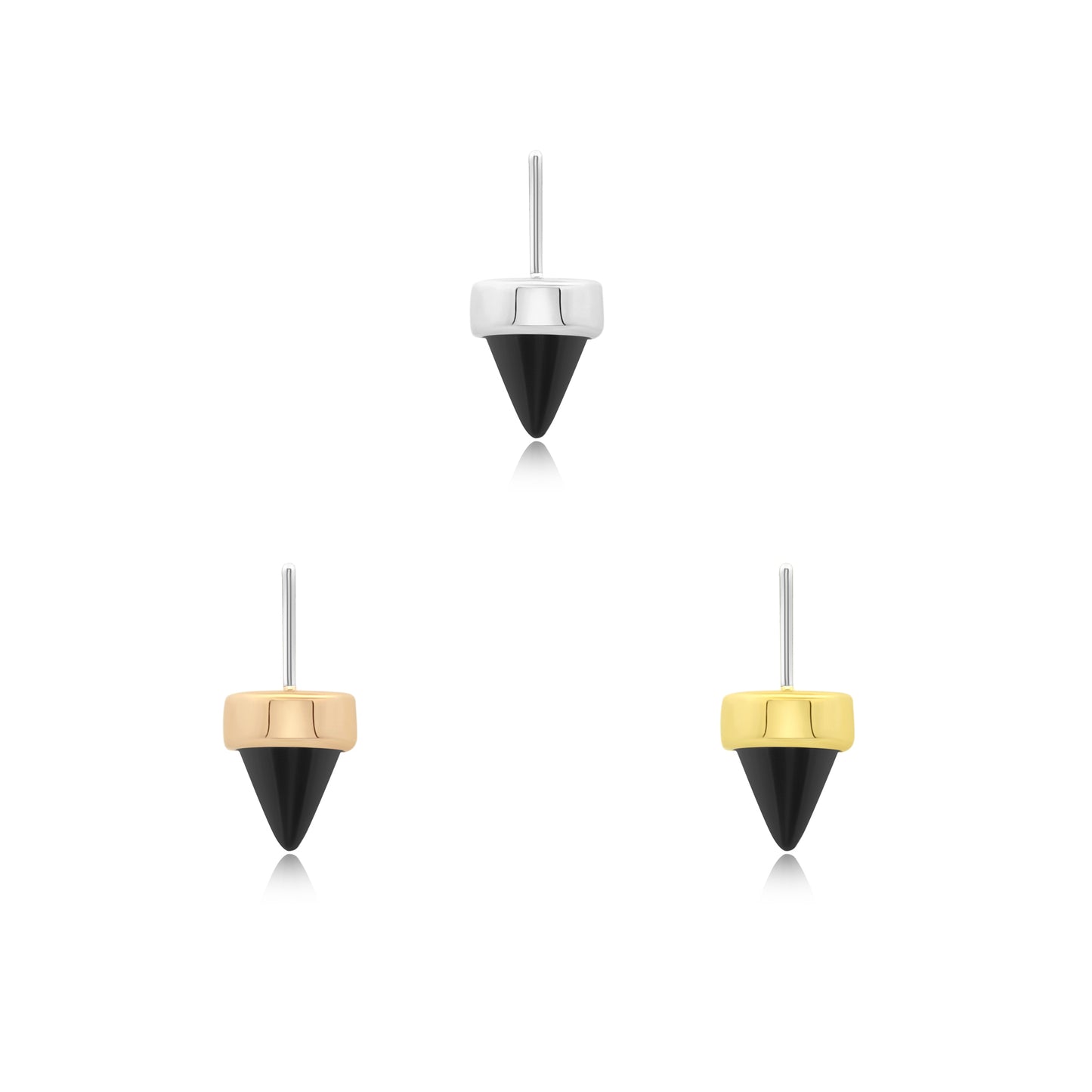 14k gold spear-shaped black onyx threadless piercing jewelry