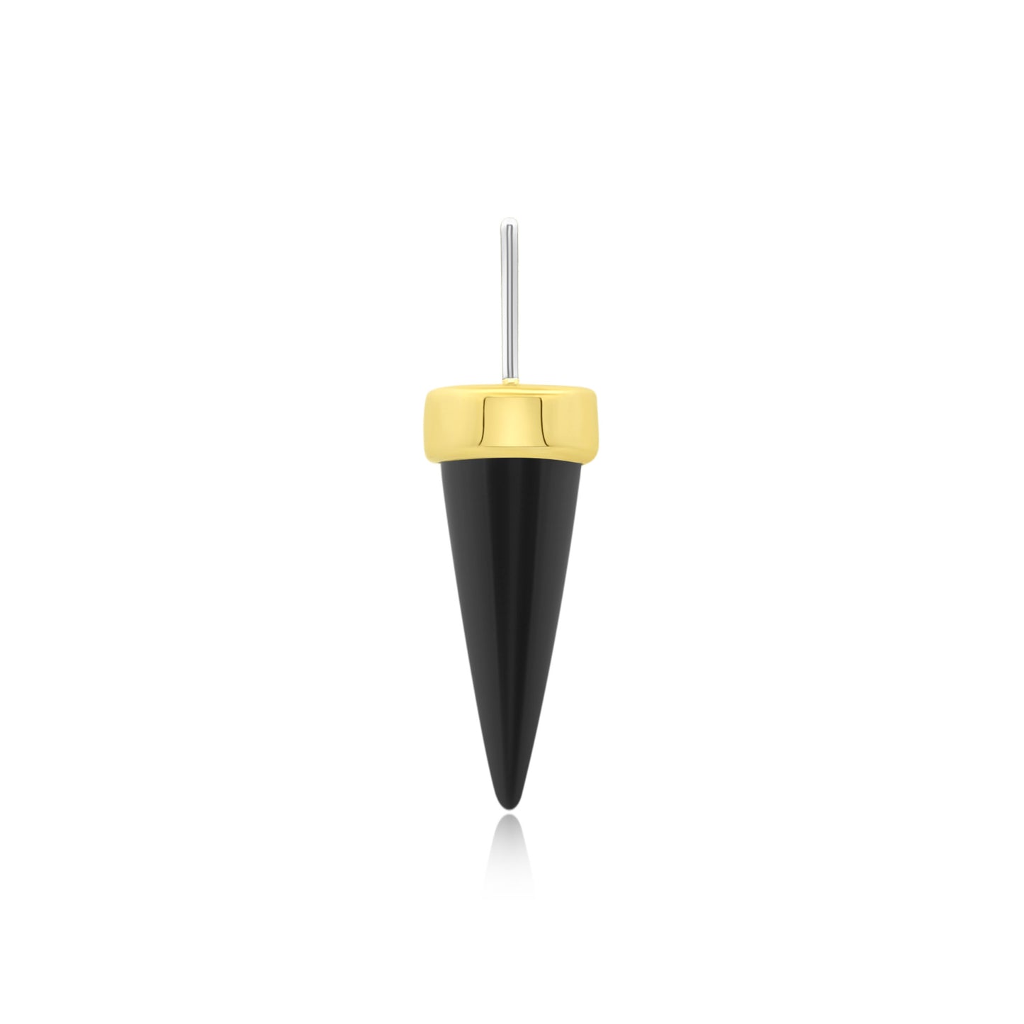14k gold spear-shaped black onyx threadless piercing jewelry