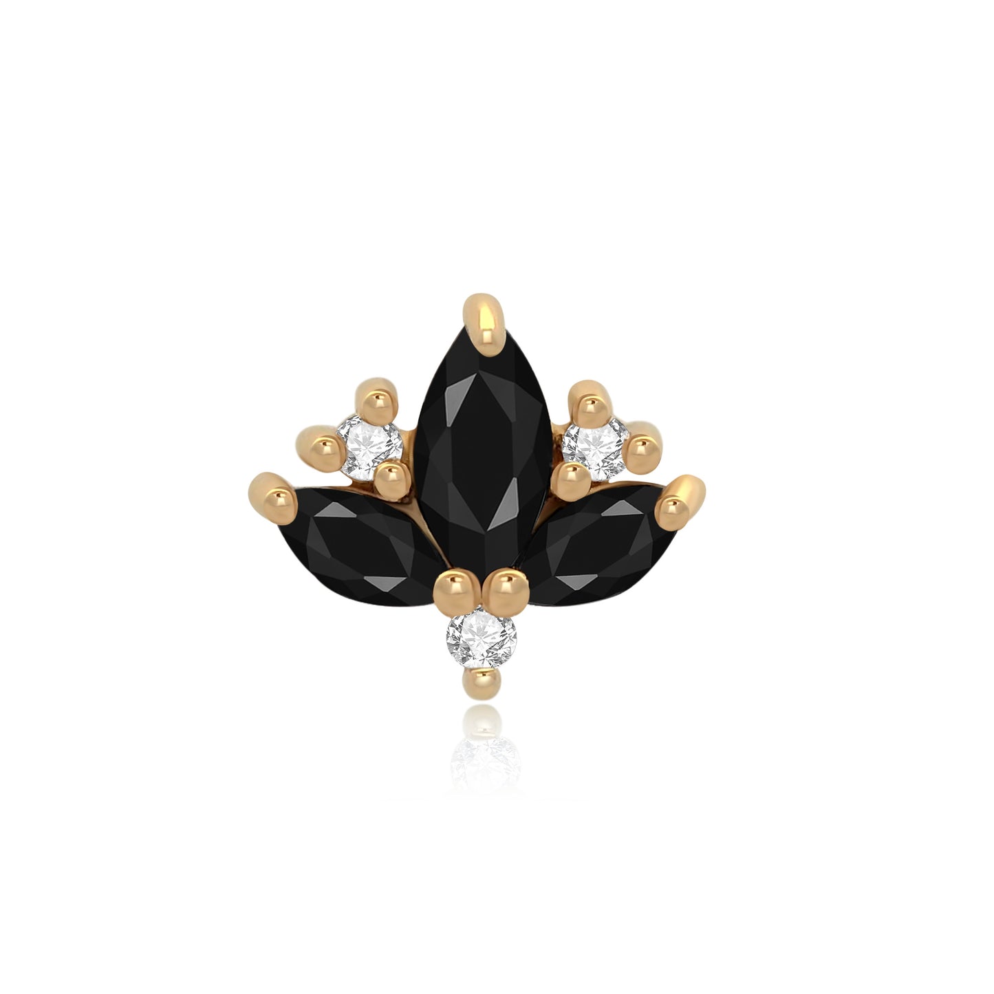 14k gold lotus threadless end with opal CZ gems