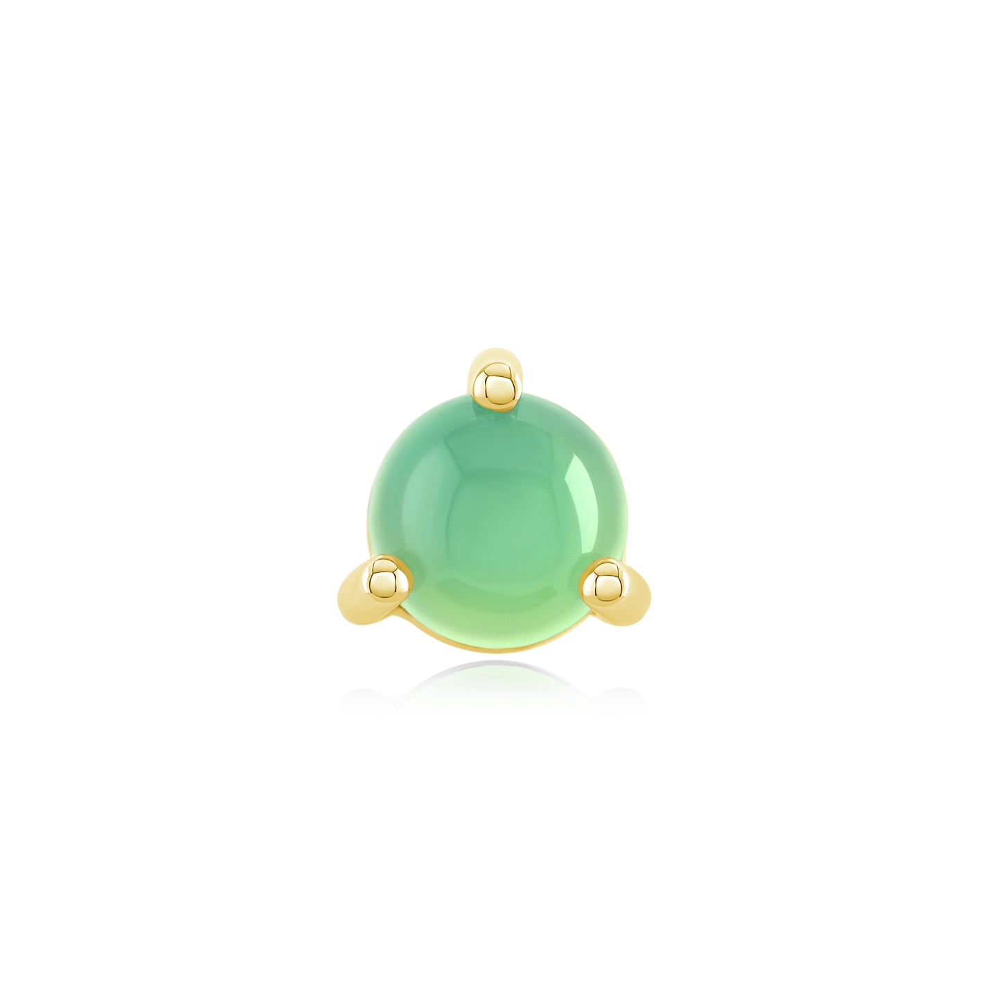 chrysoprase threadless end 14k gold three prong piercing top