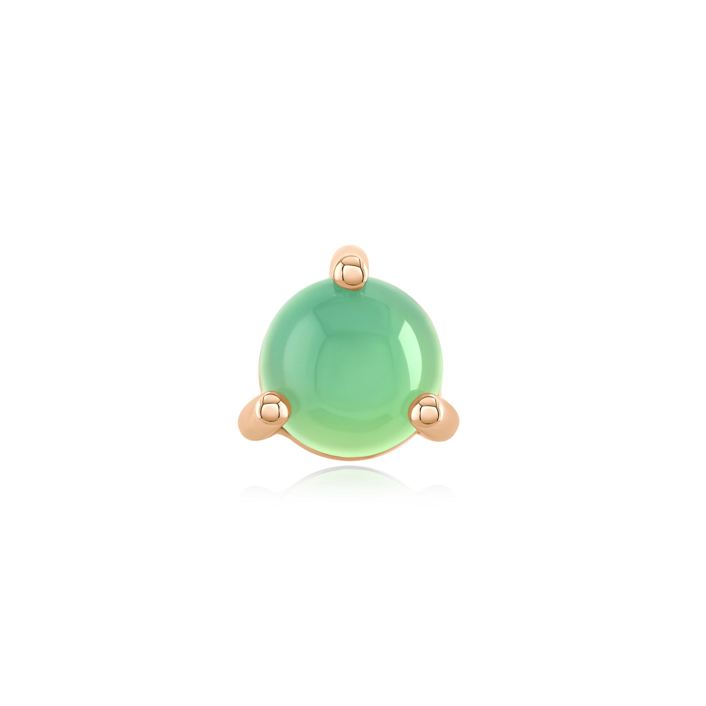 chrysoprase threadless end 14k gold three prong piercing top