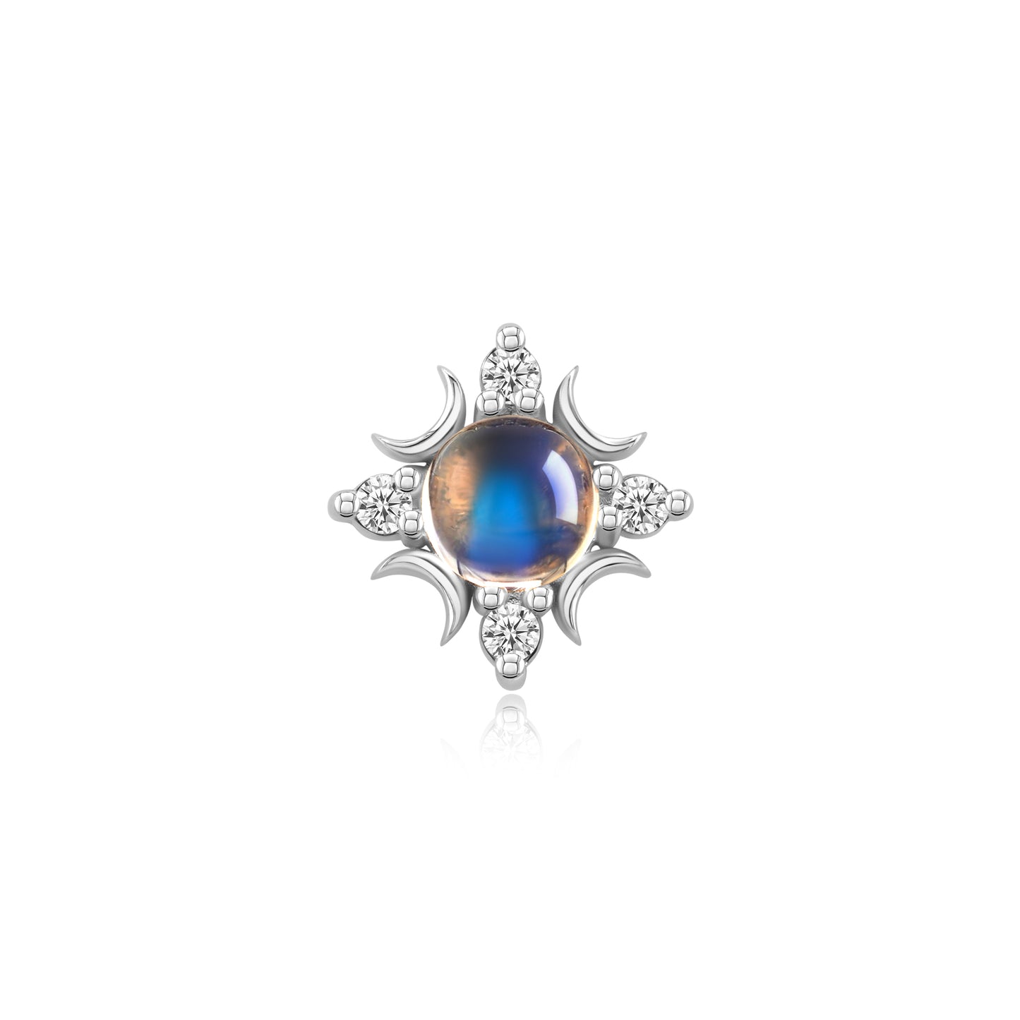 Larimar and Moonstone 14k gold threadless piercing end