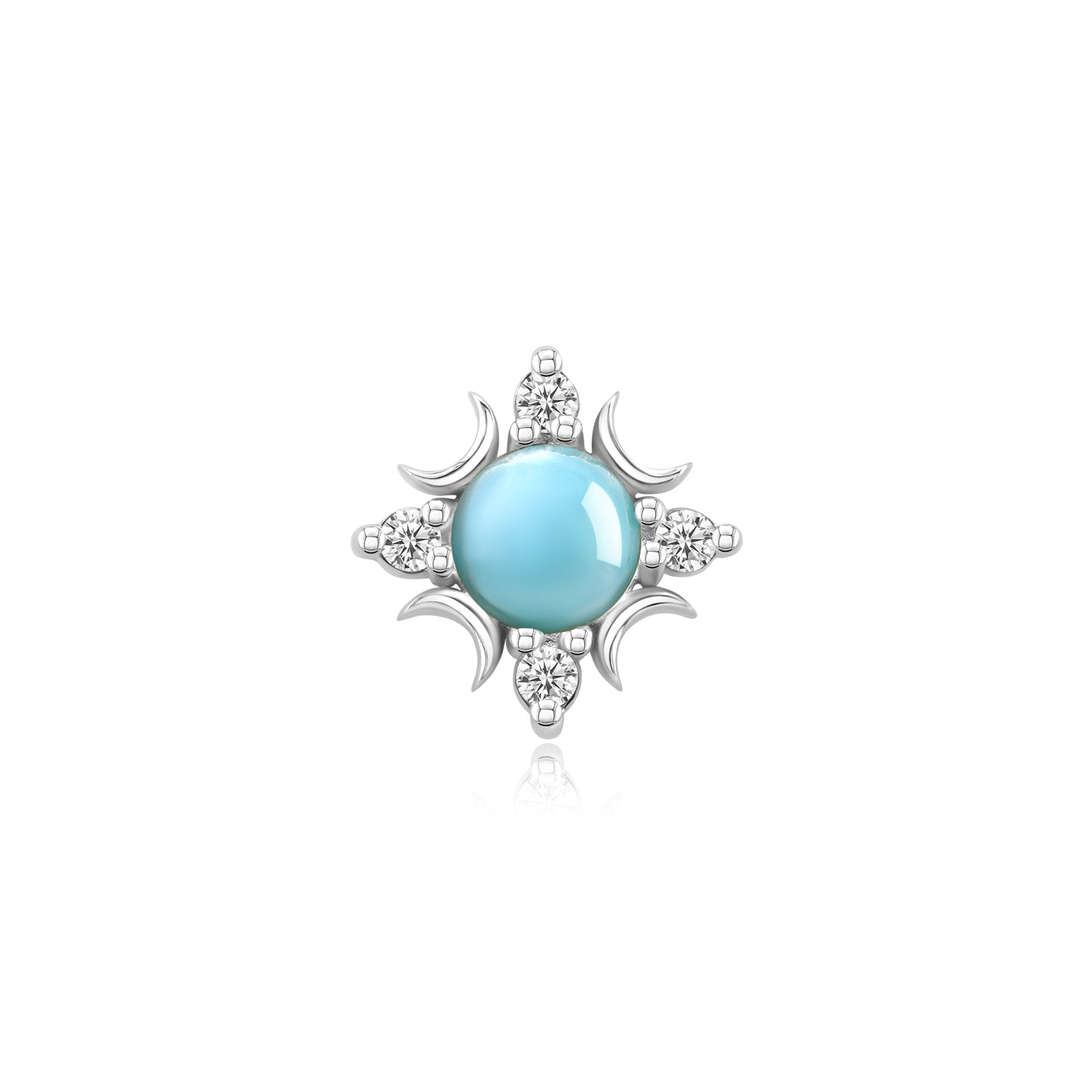 Larimar and Moonstone 14k gold threadless piercing end