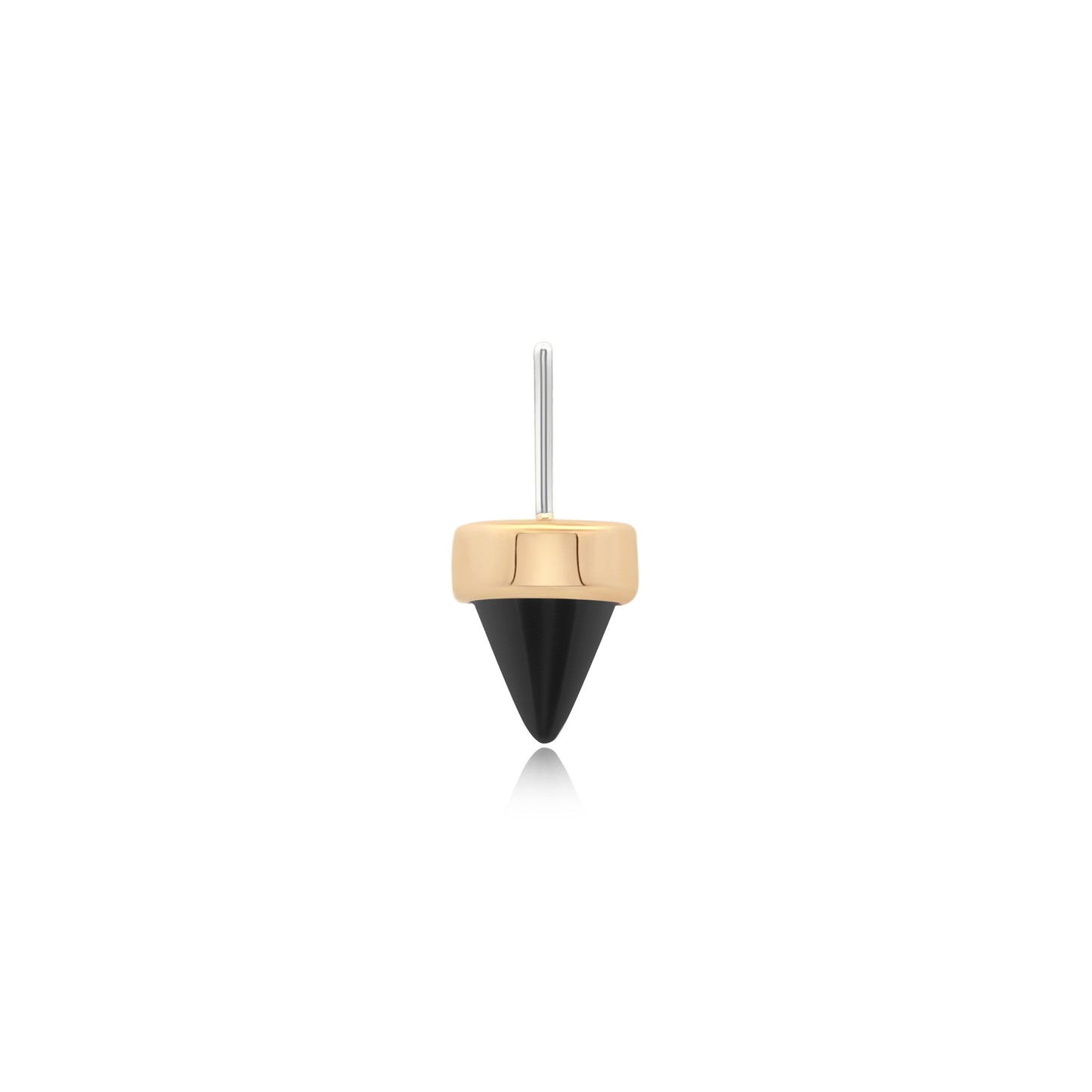 14k gold spear-shaped black onyx threadless piercing jewelry