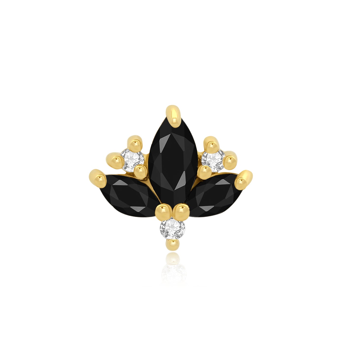 14k gold lotus threadless end with opal CZ gems