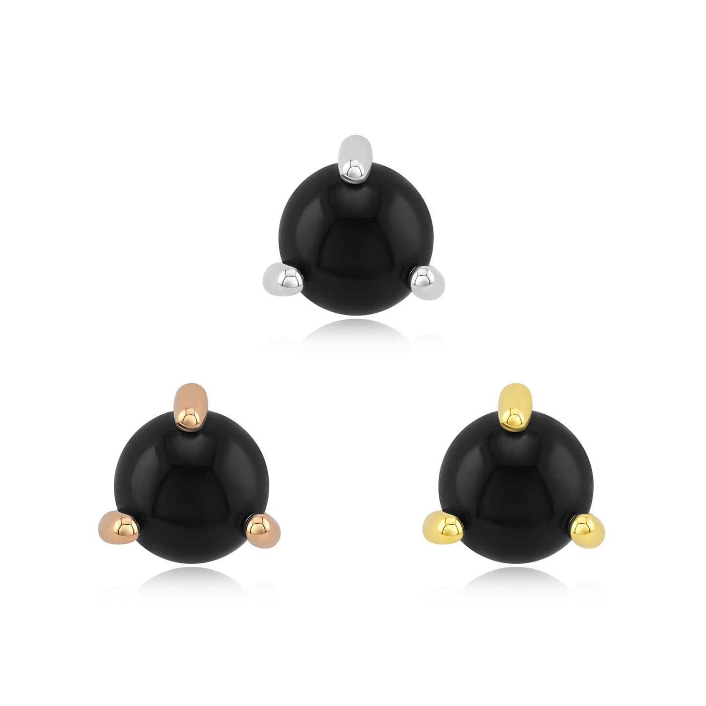 onyx cabochon threadless end in 14k gold for piercings