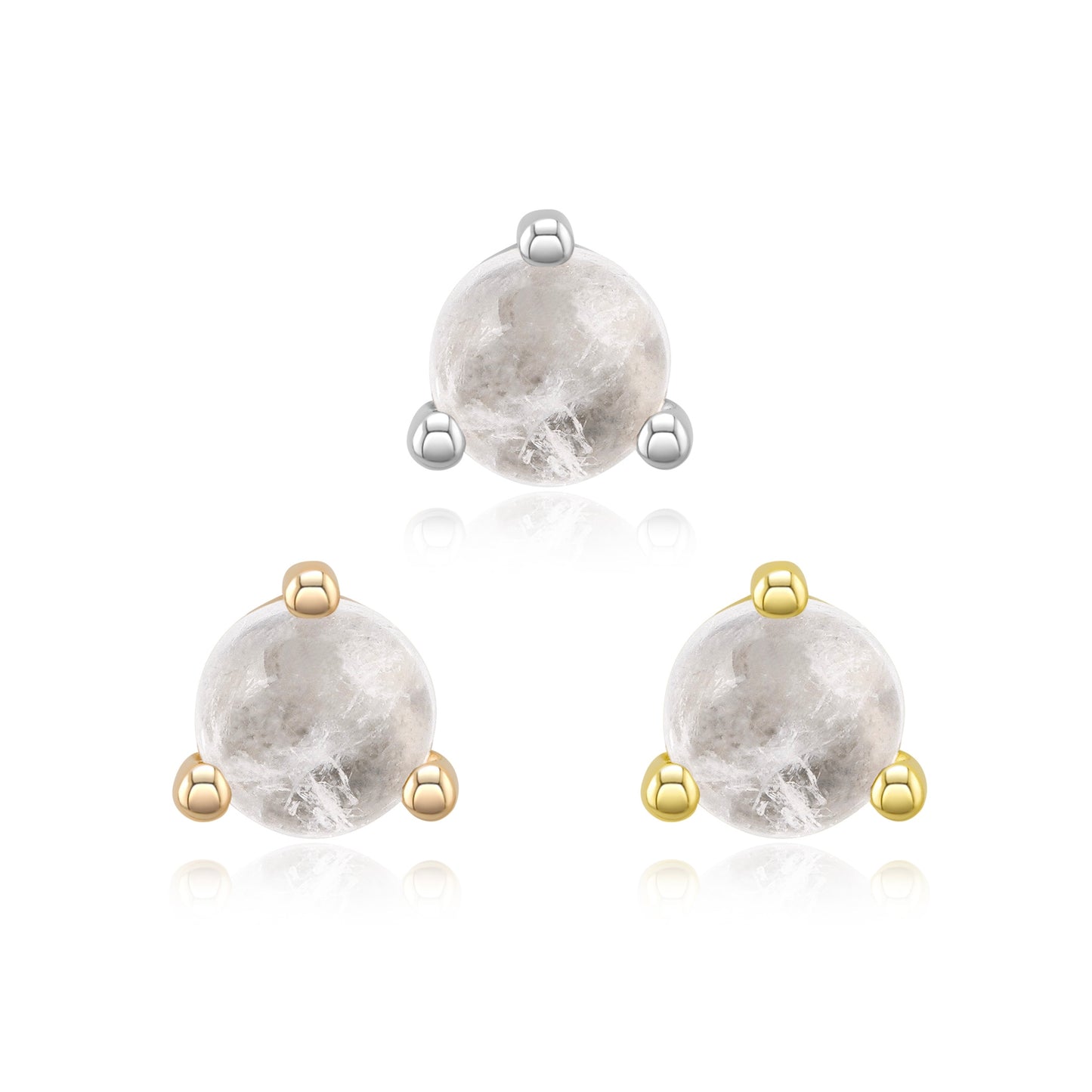 3 prong cabochon moonstone threadless piercing jewelry gold