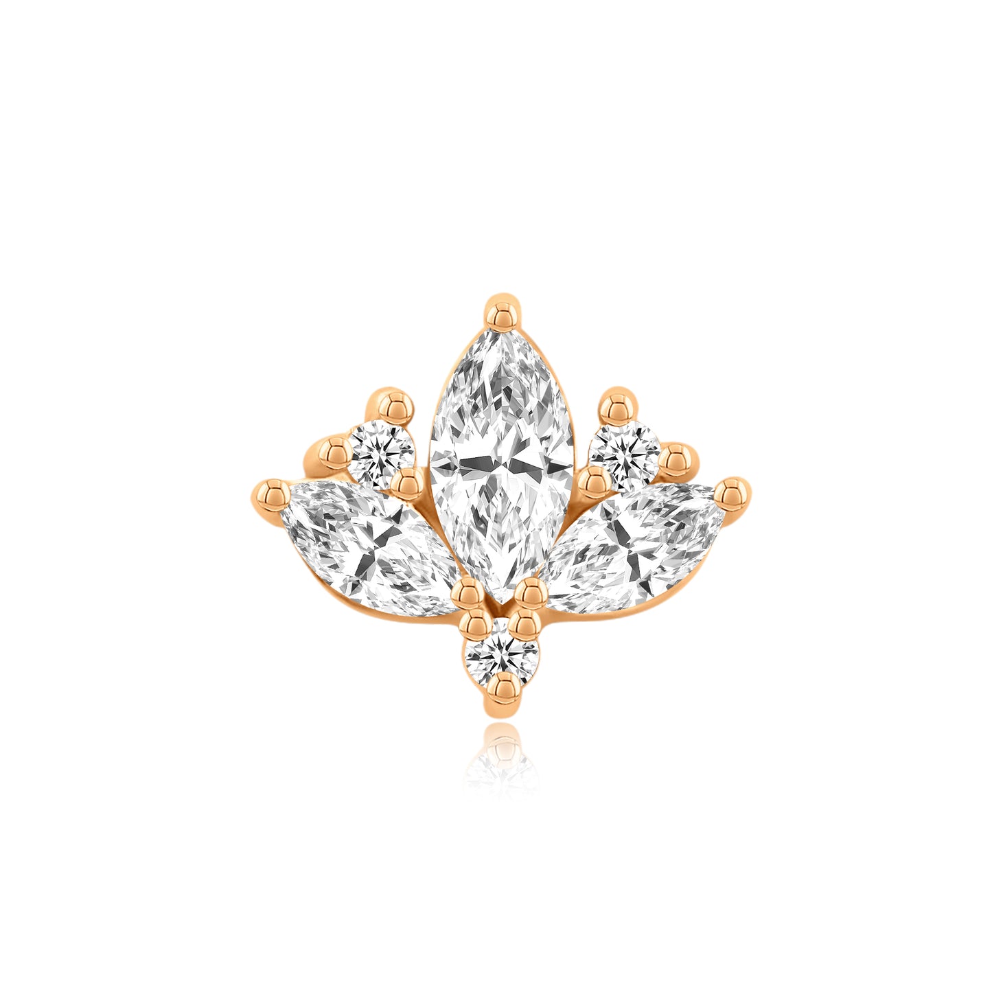 14k gold lotus threadless end with opal CZ gems