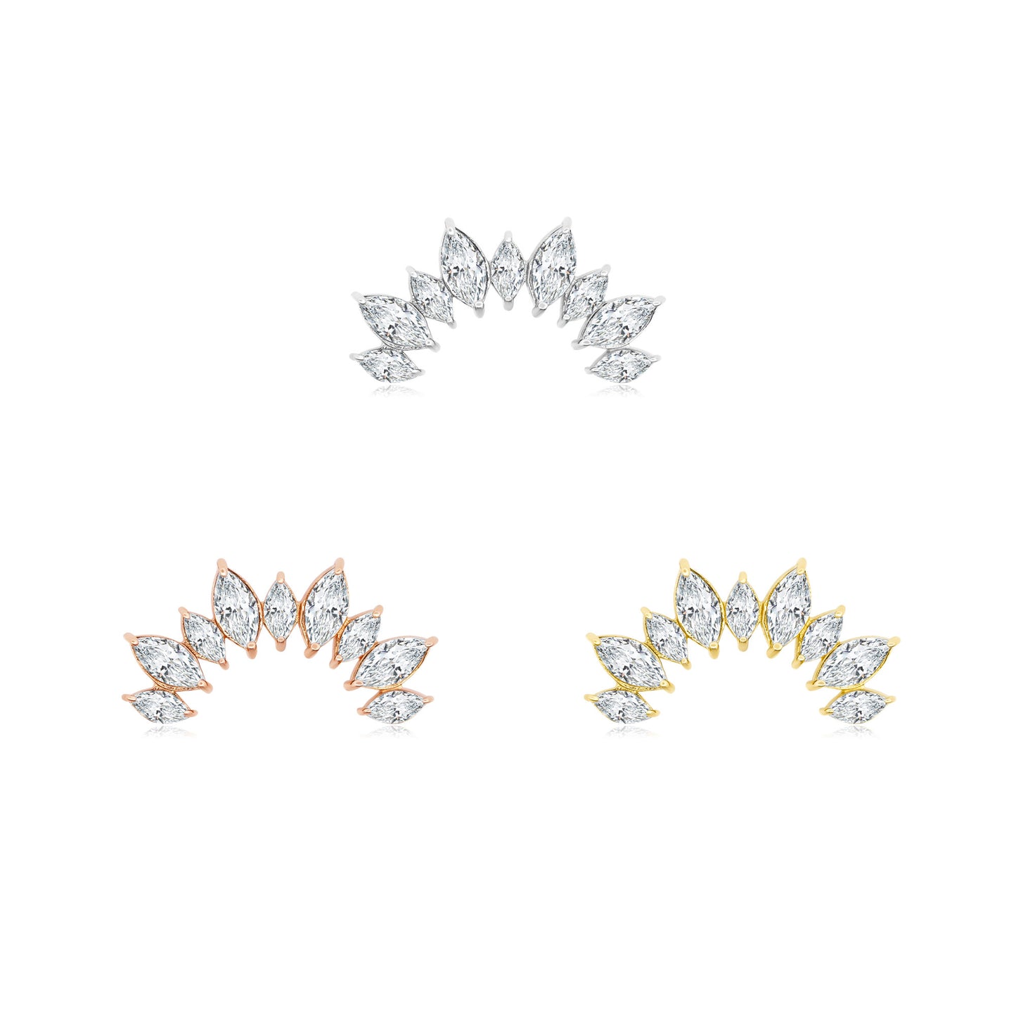 Aurora 14k gold curved threadless piercing jewelry