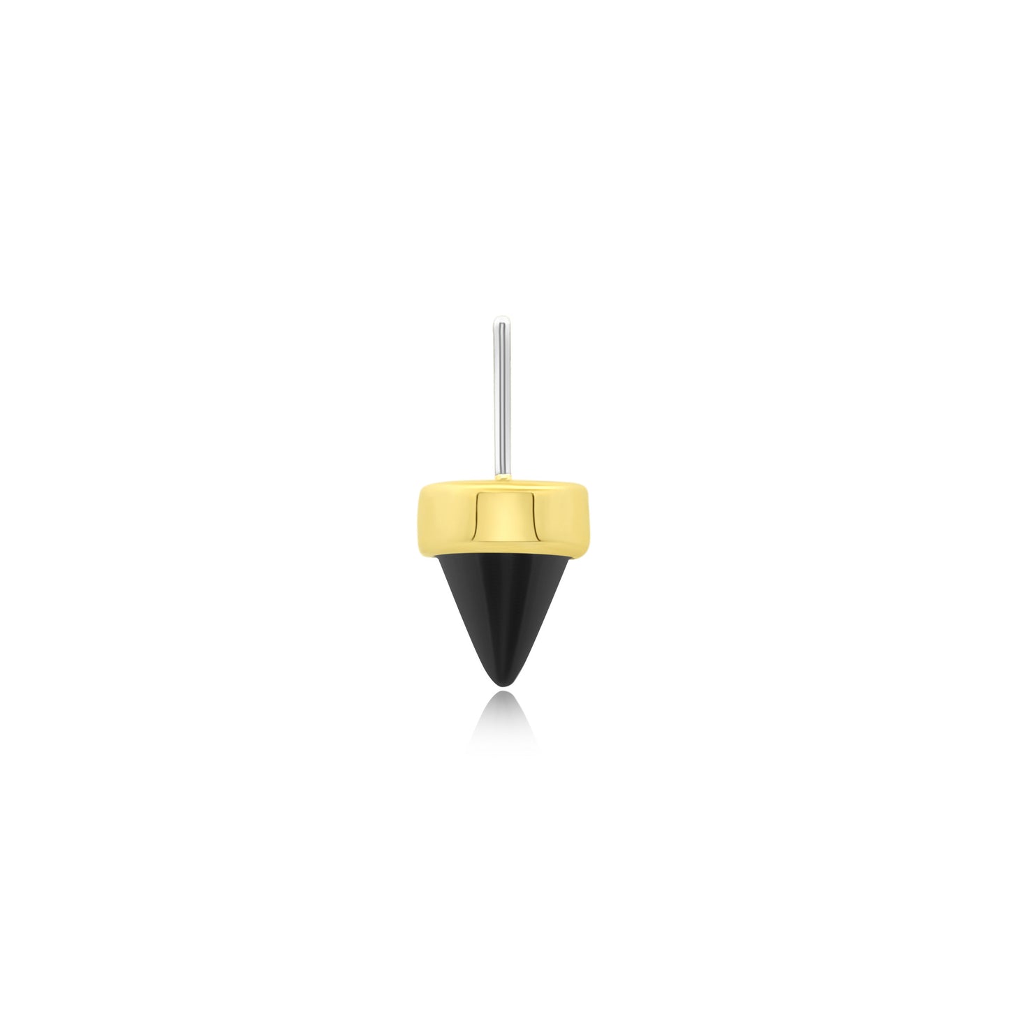 14k gold spear-shaped black onyx threadless piercing jewelry