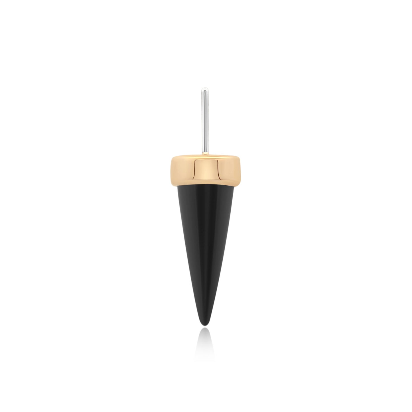 14k gold spear-shaped black onyx threadless piercing jewelry