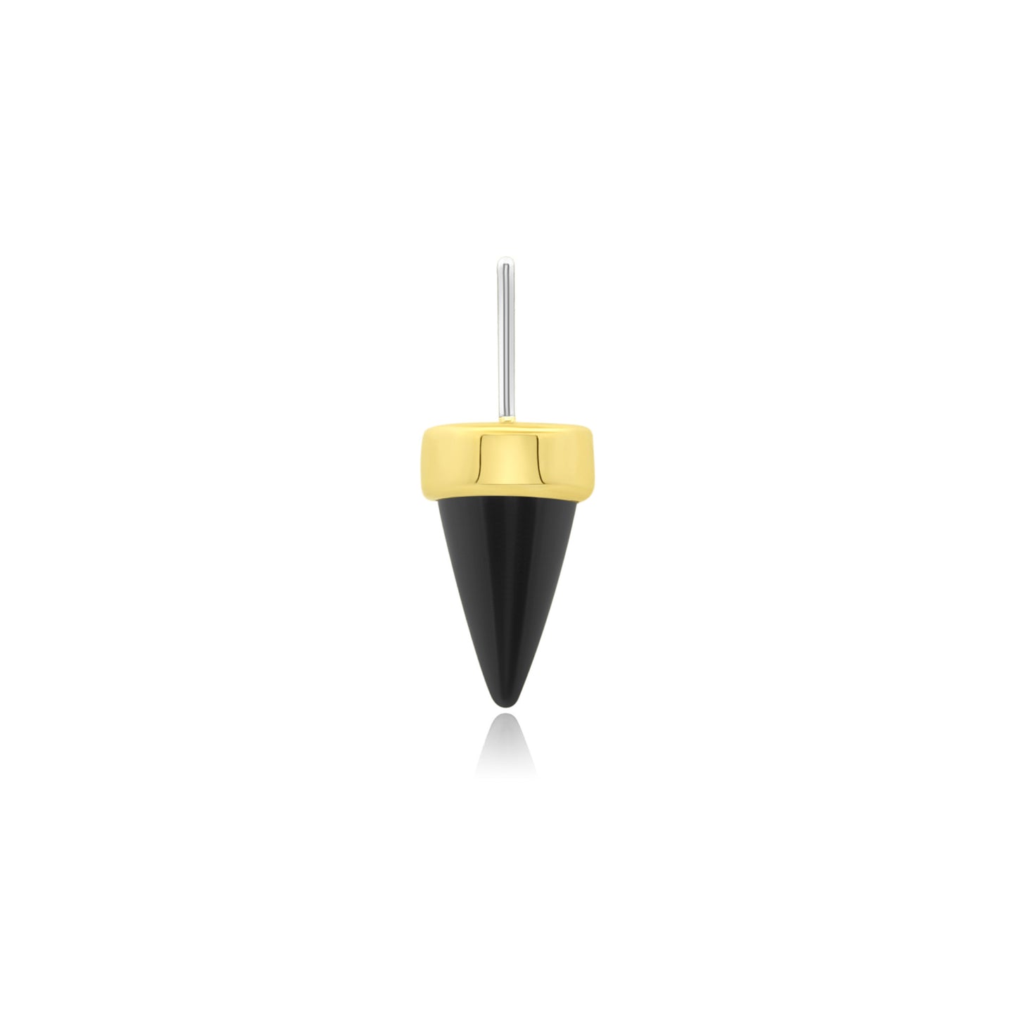 14k gold spear-shaped black onyx threadless piercing jewelry