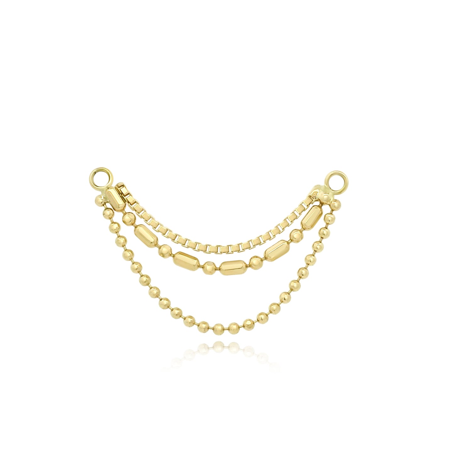 14k gold drape chain for piercings with polished finish