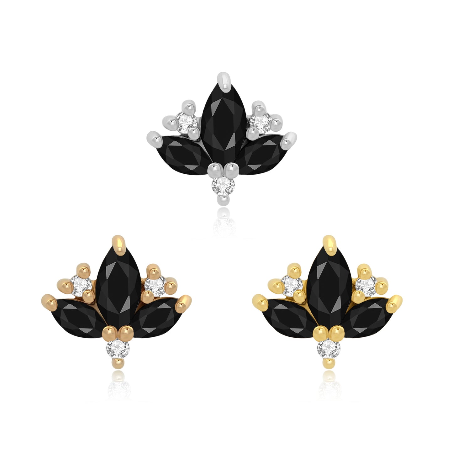 14k gold lotus threadless end with opal CZ gems