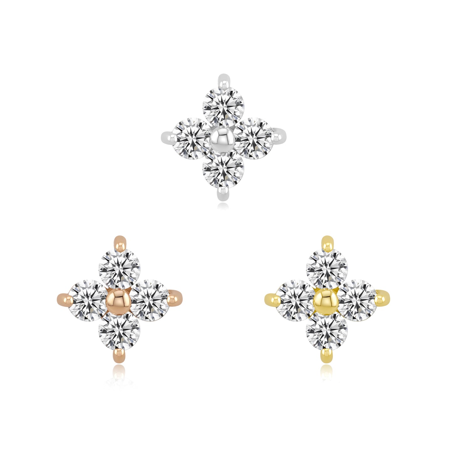 bliss 14k gold threadless piercing top with clear cz stones