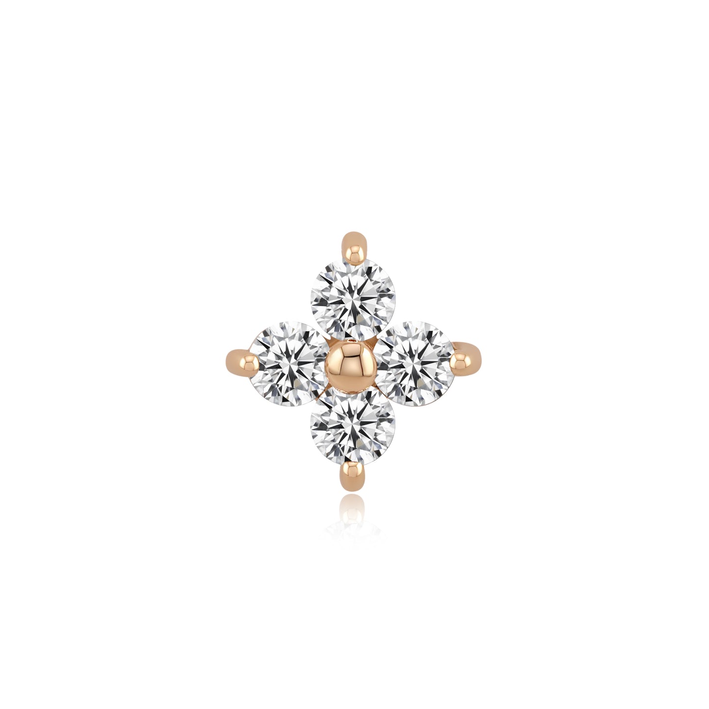 bliss 14k gold threadless piercing top with clear cz stones