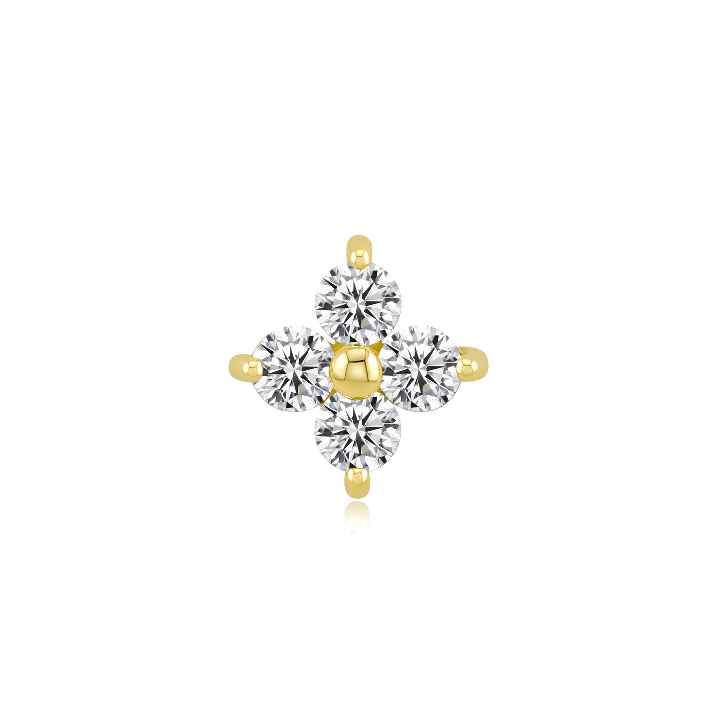 bliss 14k gold threadless piercing top with clear cz stones