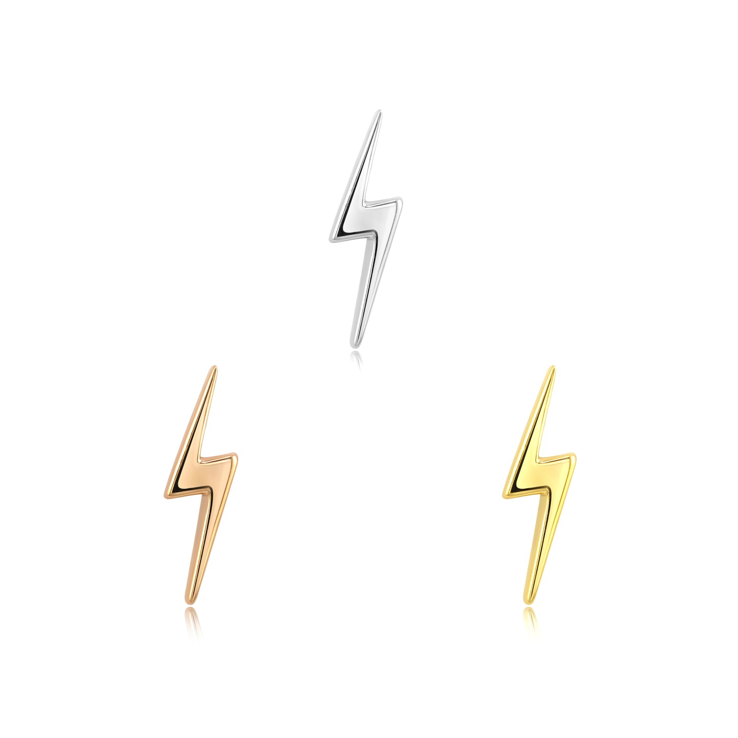 14k gold lightning bolt threadless end piercing jewelry