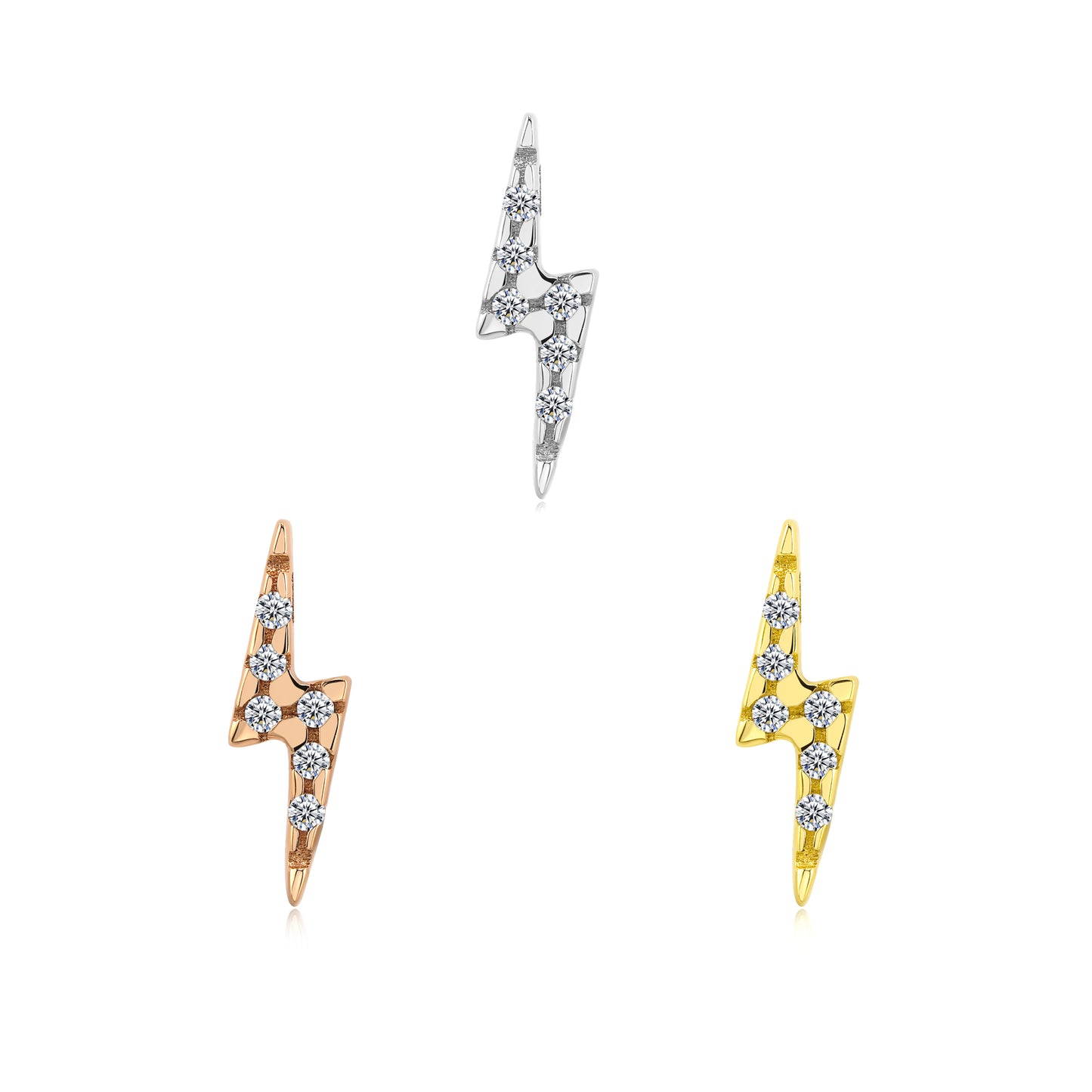 14k gold Bolt Bling threadless end with clear CZ gems