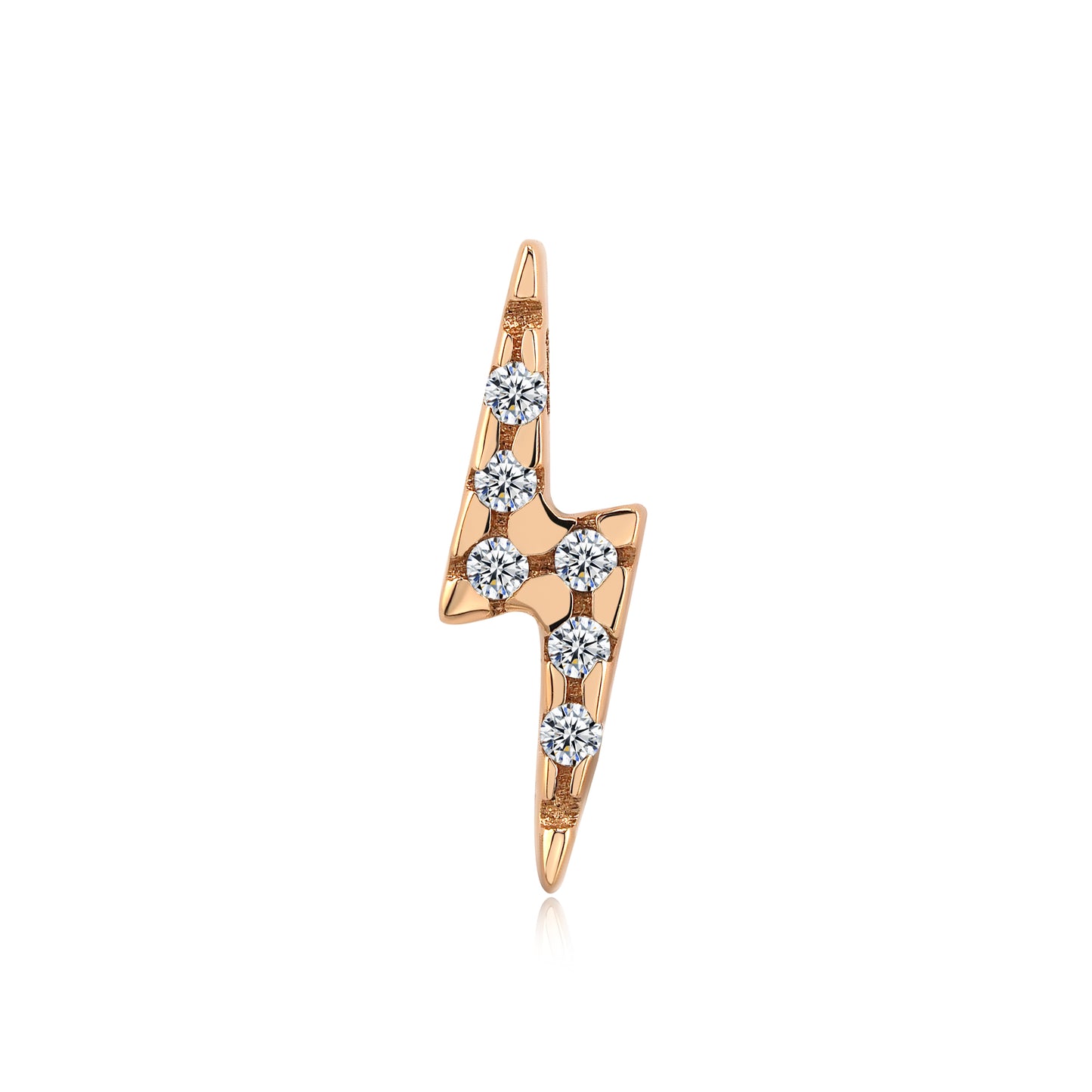 14k gold Bolt Bling threadless end with clear CZ gems