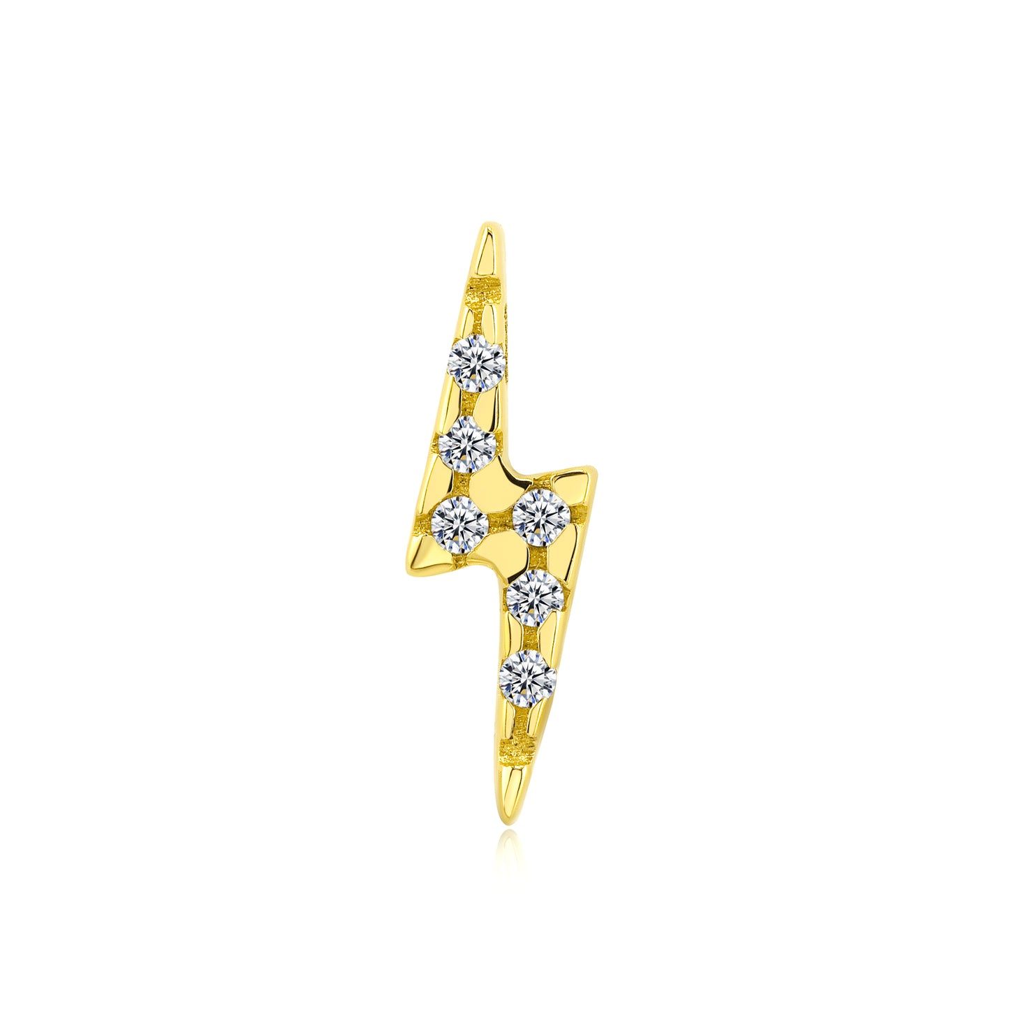 14k gold Bolt Bling threadless end with clear CZ gems