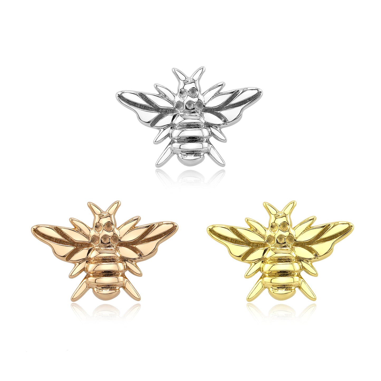14k gold bee threadless end for cute piercing jewelry looks