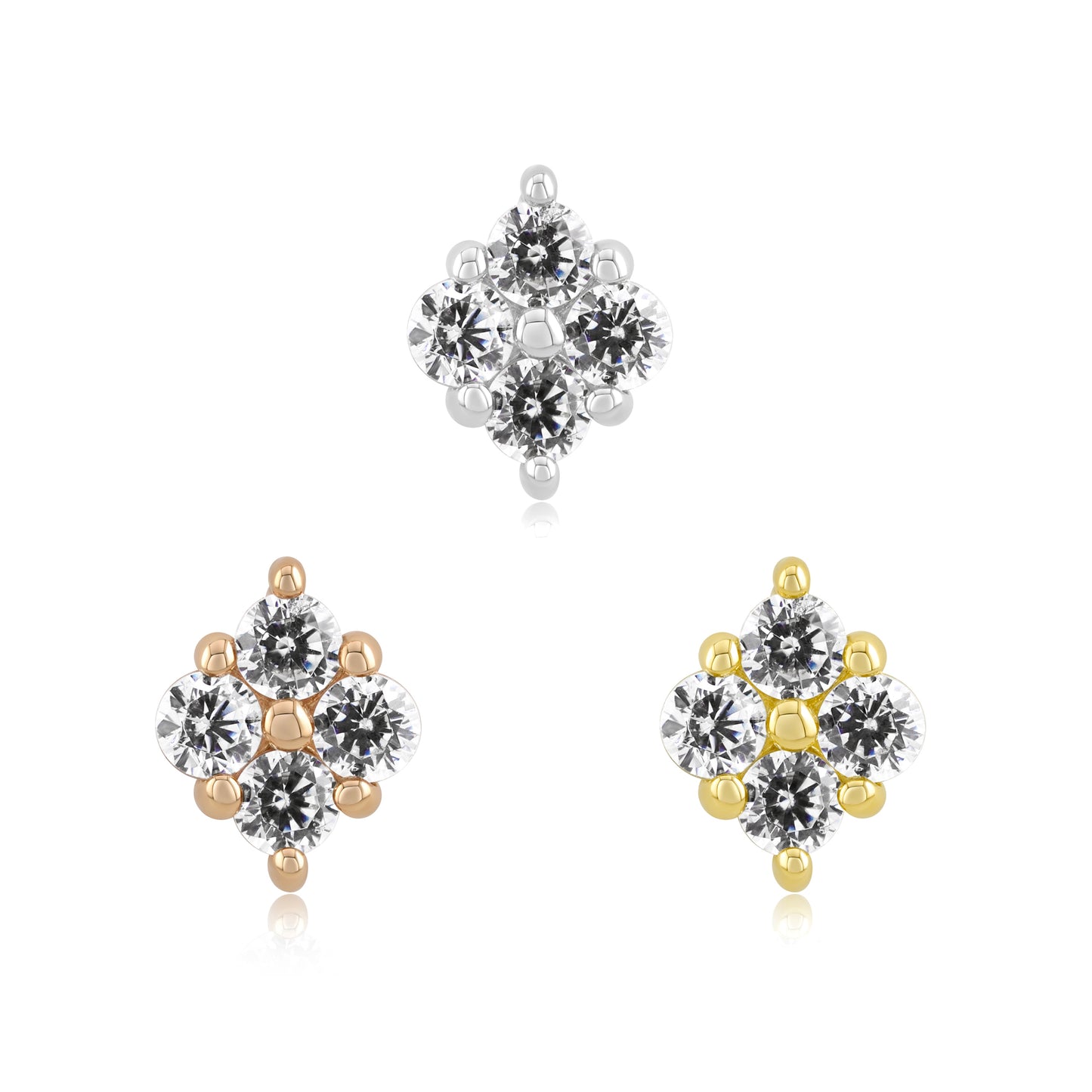 Divine 14k gold threadless piercing end with opal or CZ gems