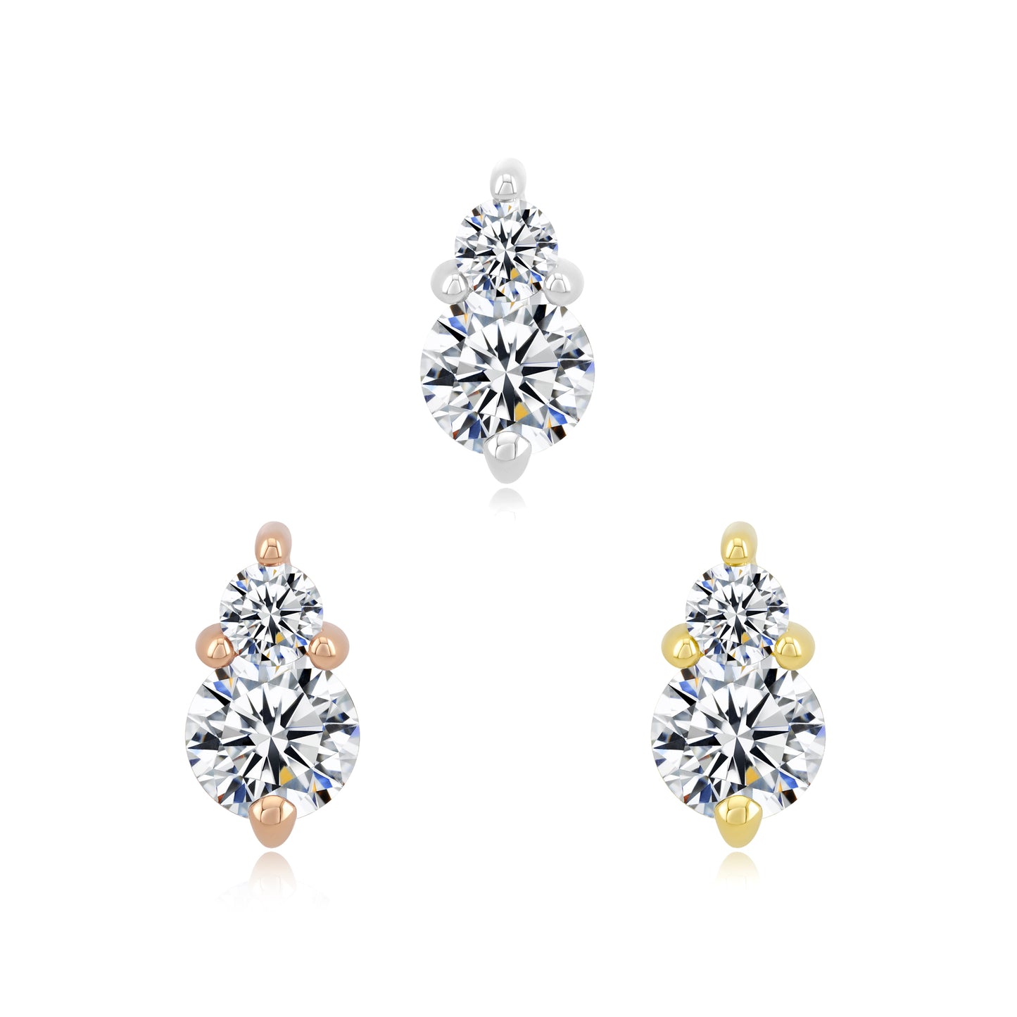 14k gold snowman threadless end with CZ and moonstone gems