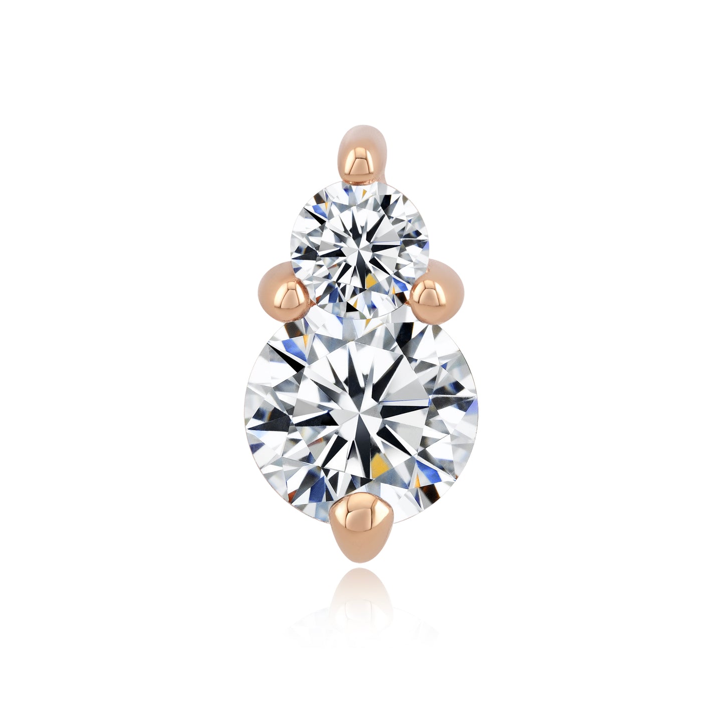 14k gold snowman threadless end with CZ and moonstone gems