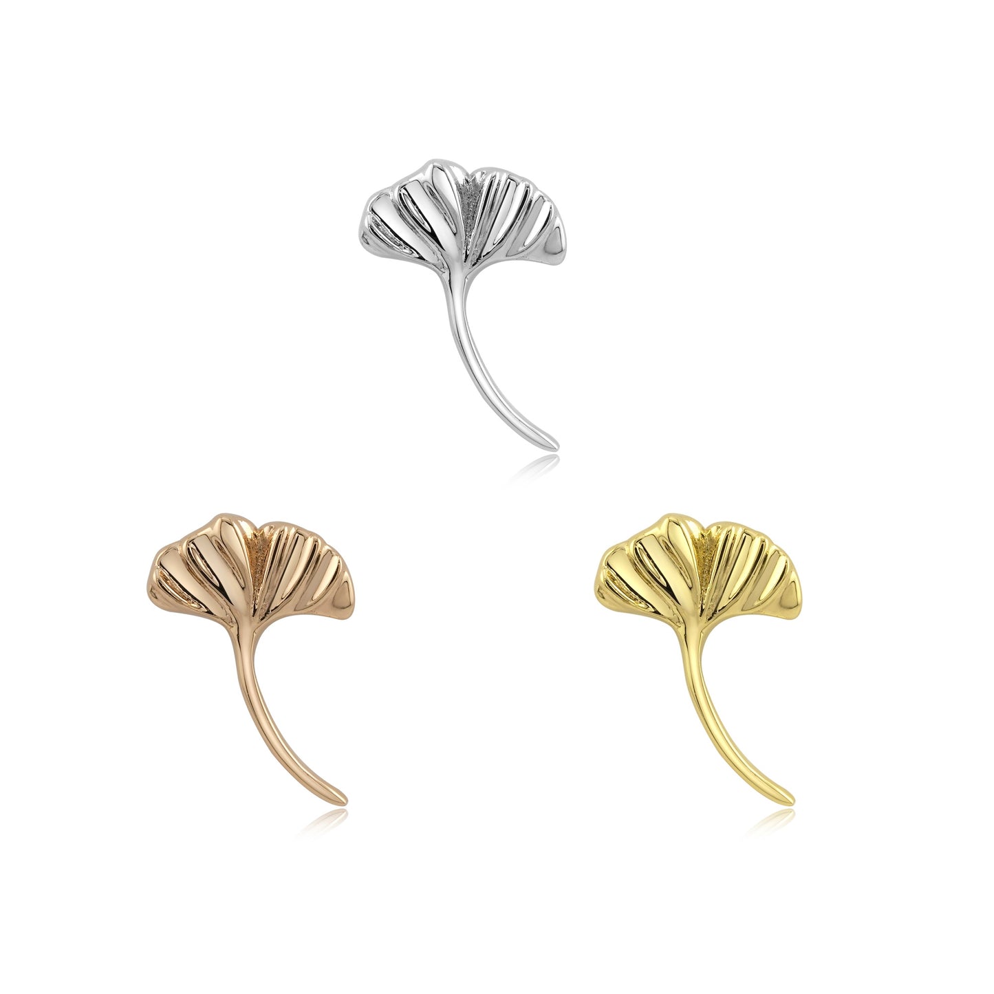 14k gold ginkgo threadless end piercing jewelry for studios
