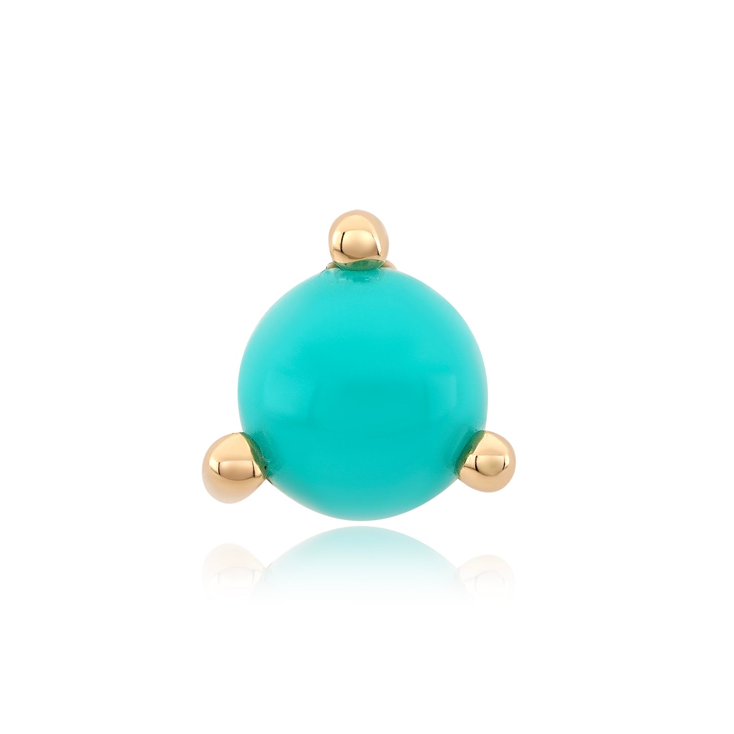 3 prong turquoise cabochon in 14k gold body jewelry setting