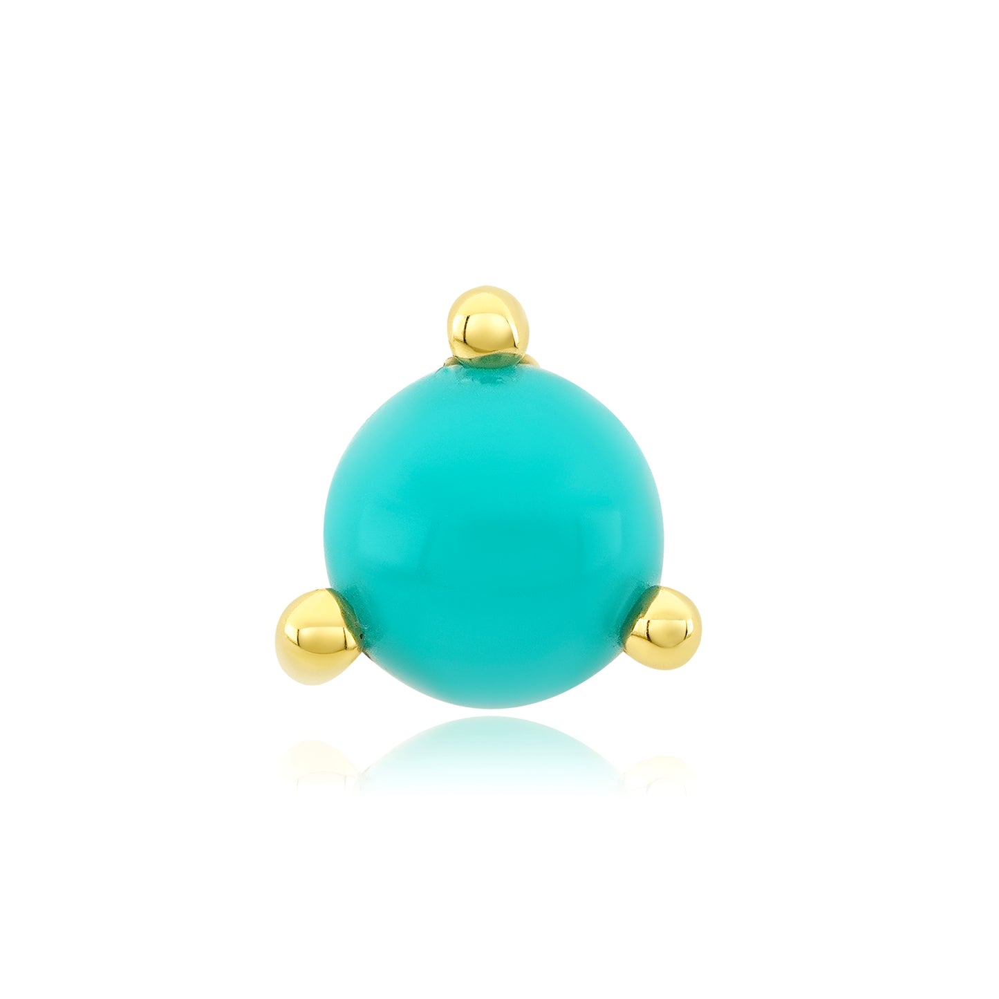 3 prong turquoise cabochon in 14k gold body jewelry setting
