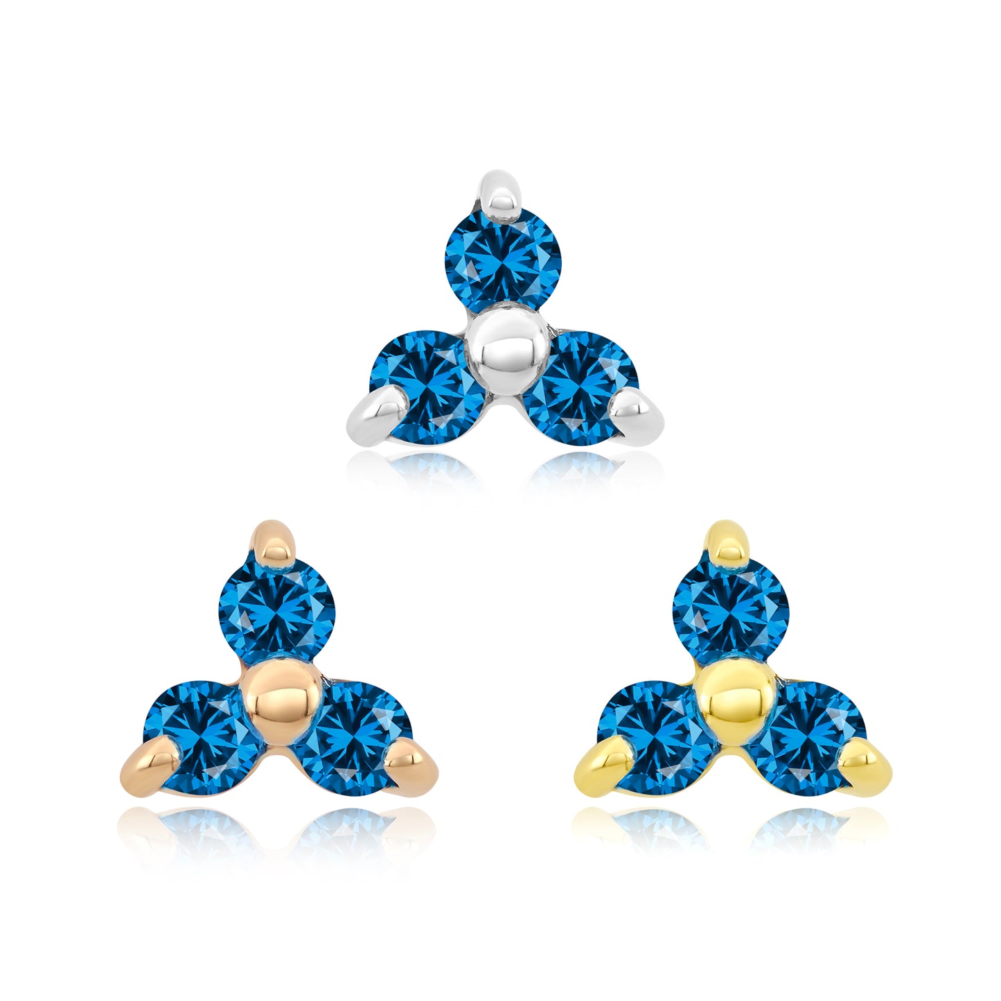 14k gold threadless end with cubic zirconia for body piercings