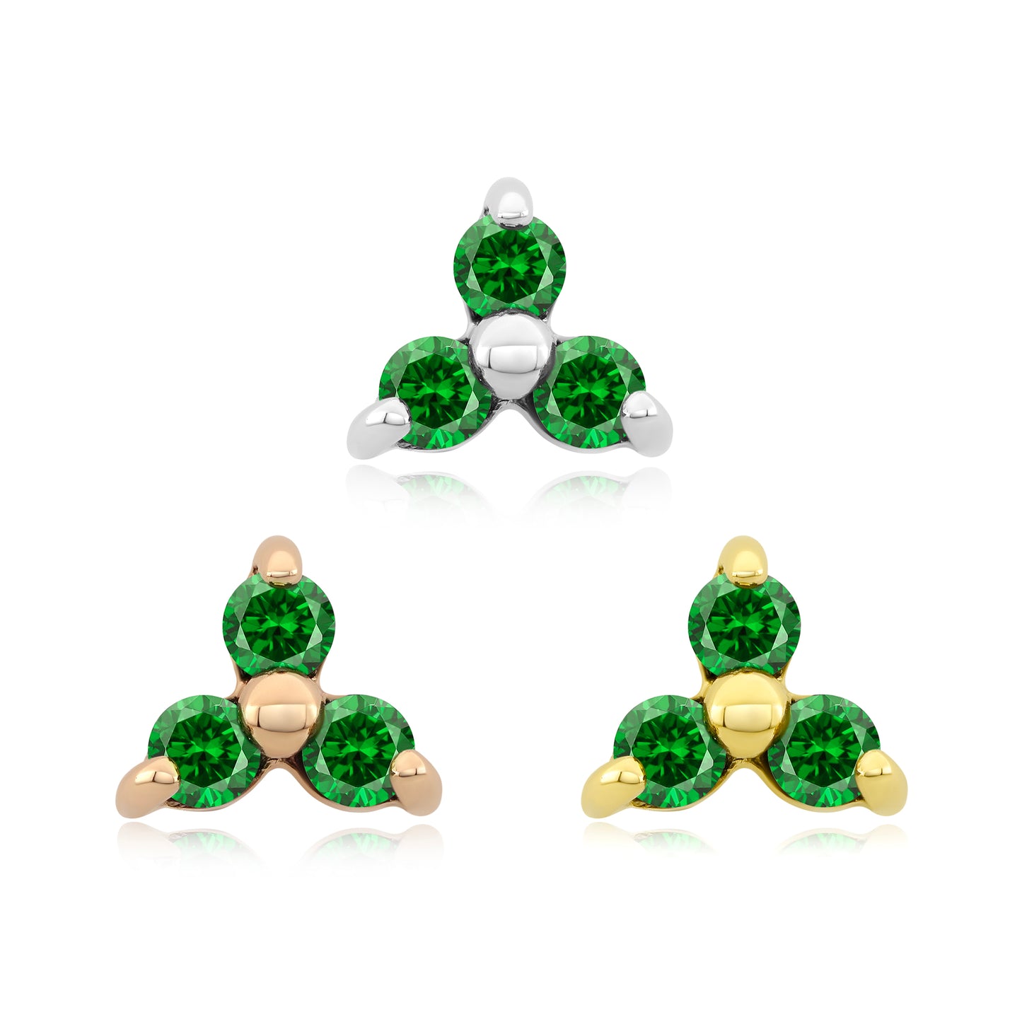 14k gold threadless end with cubic zirconia for body piercings