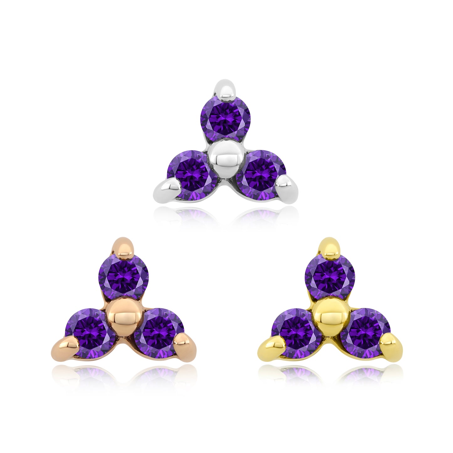 14k gold threadless end with cubic zirconia for body piercings