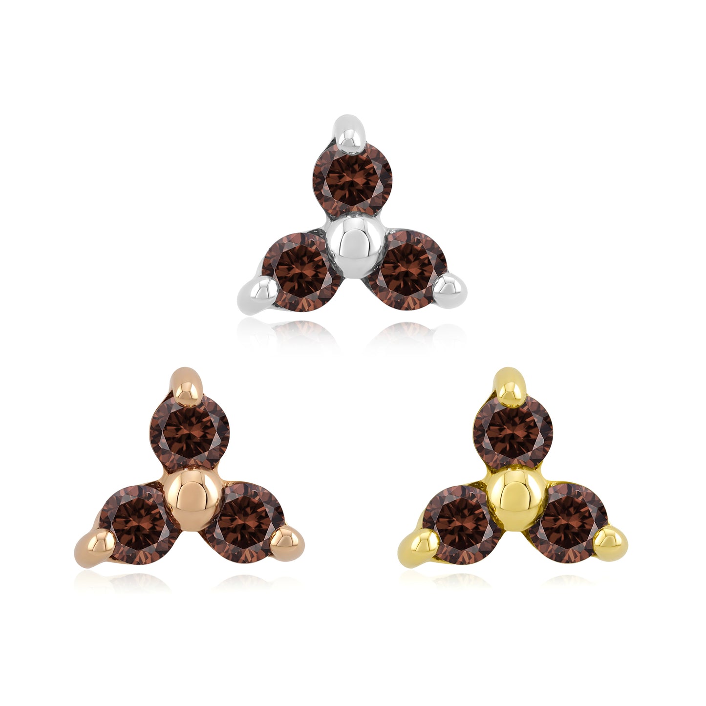 14k gold threadless end with cubic zirconia for body piercings