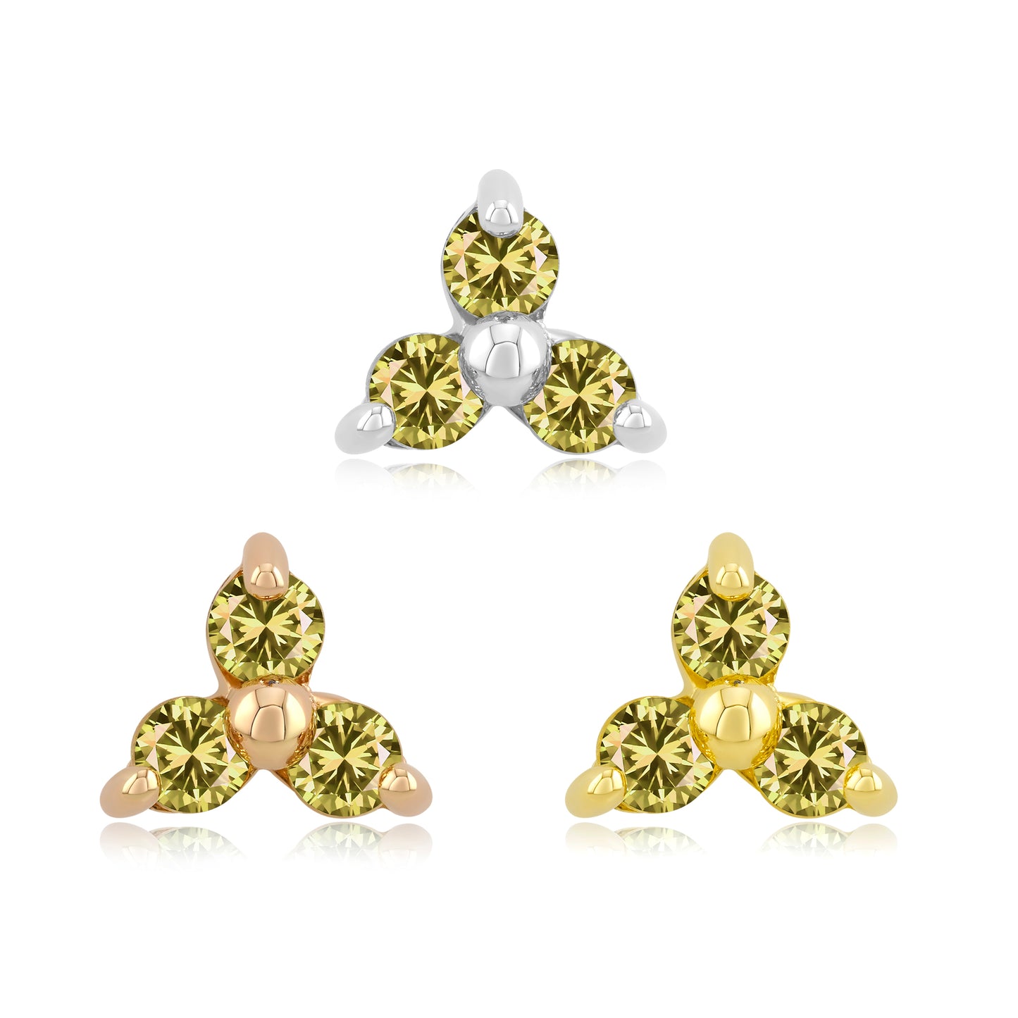 14k gold threadless end with cubic zirconia for body piercings