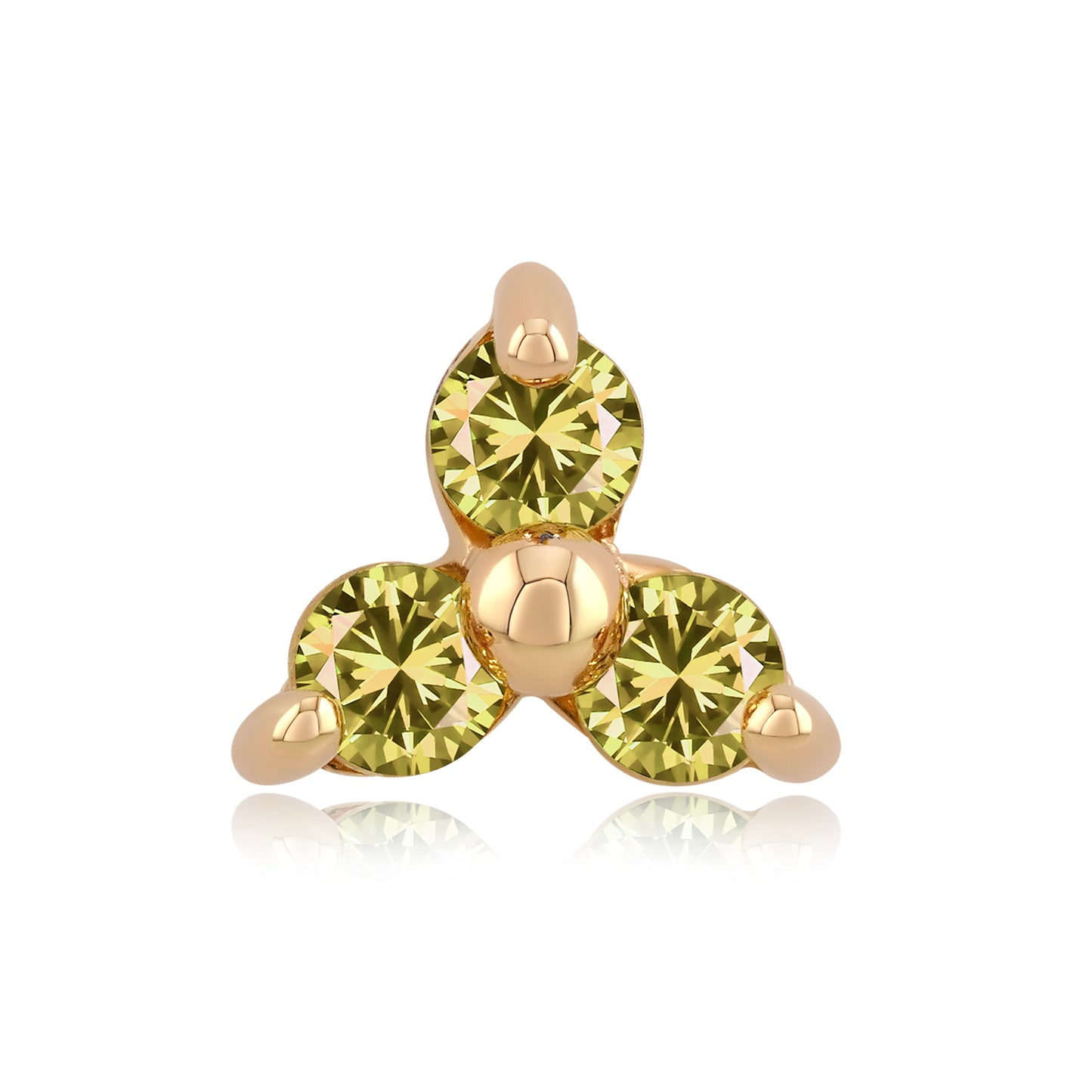 14k gold threadless end with cubic zirconia for body piercings