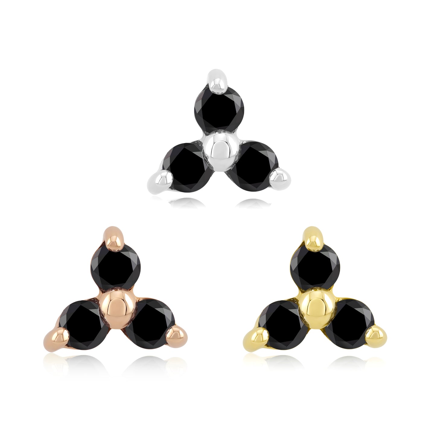 14k gold threadless end with cubic zirconia for body piercings