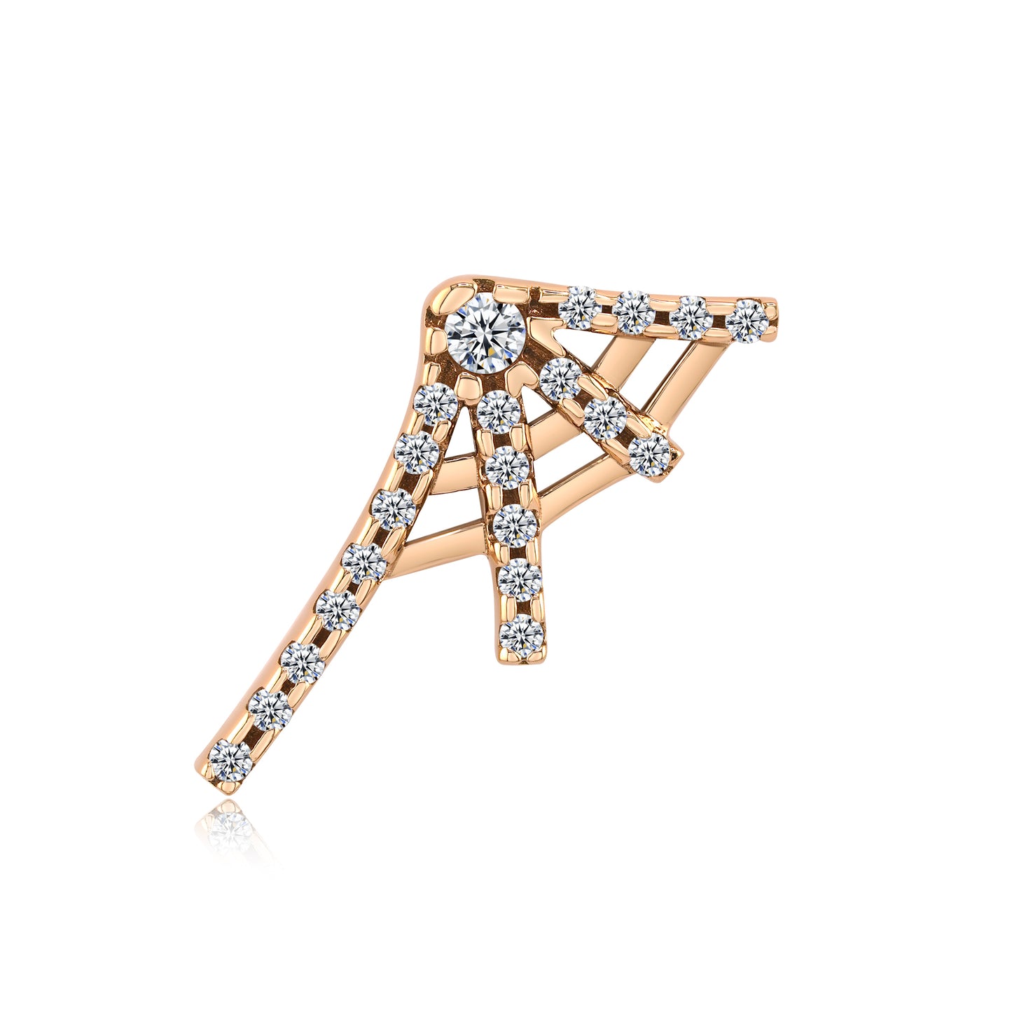 14k gold spider web piercing jewelry with black CZ gemstones