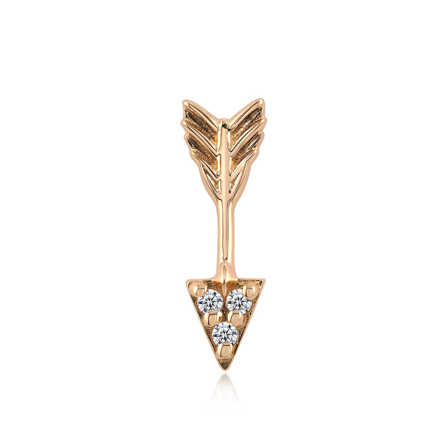 Arrow 14k gold threadless CZ piercing end