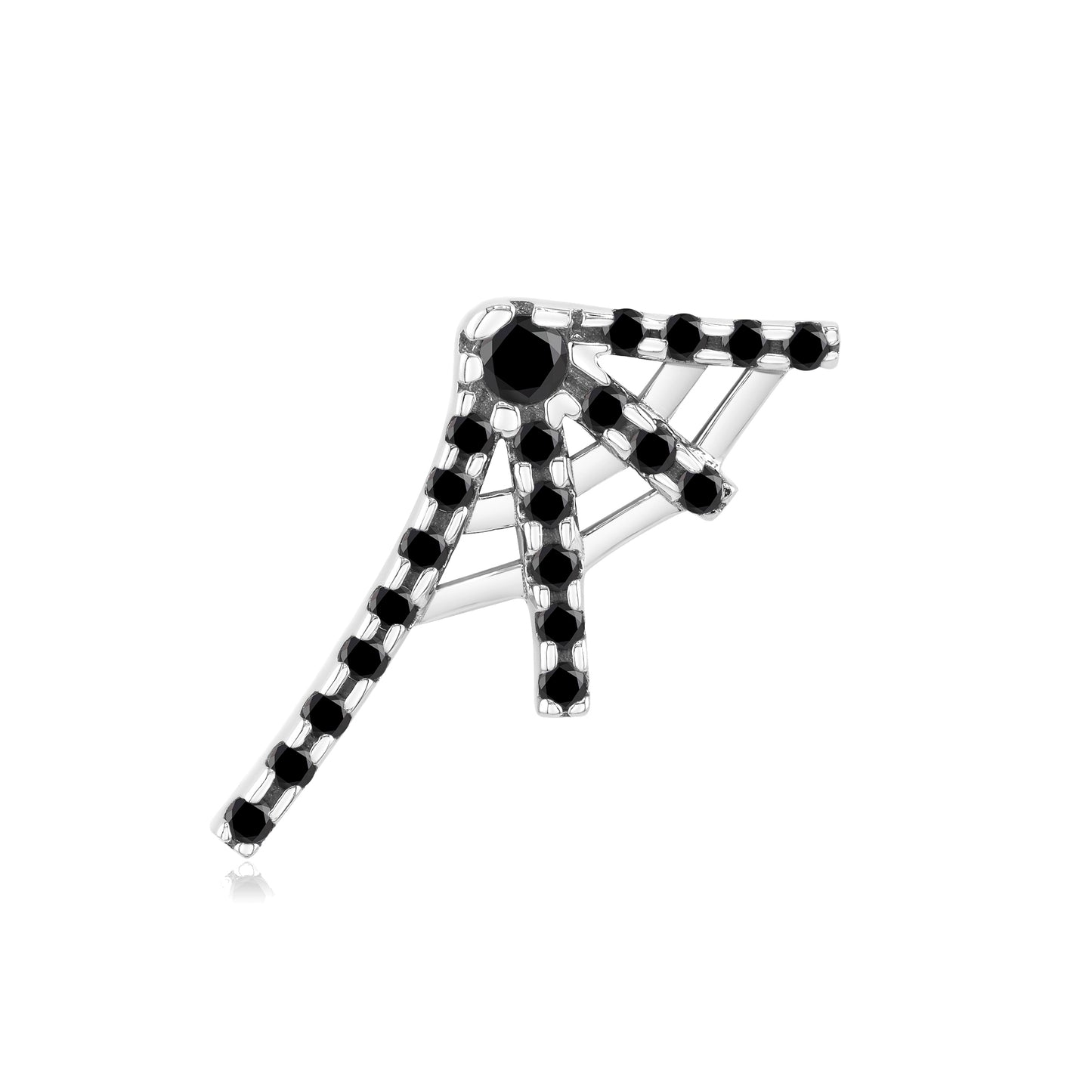 14k gold spider web piercing jewelry with black CZ gemstones
