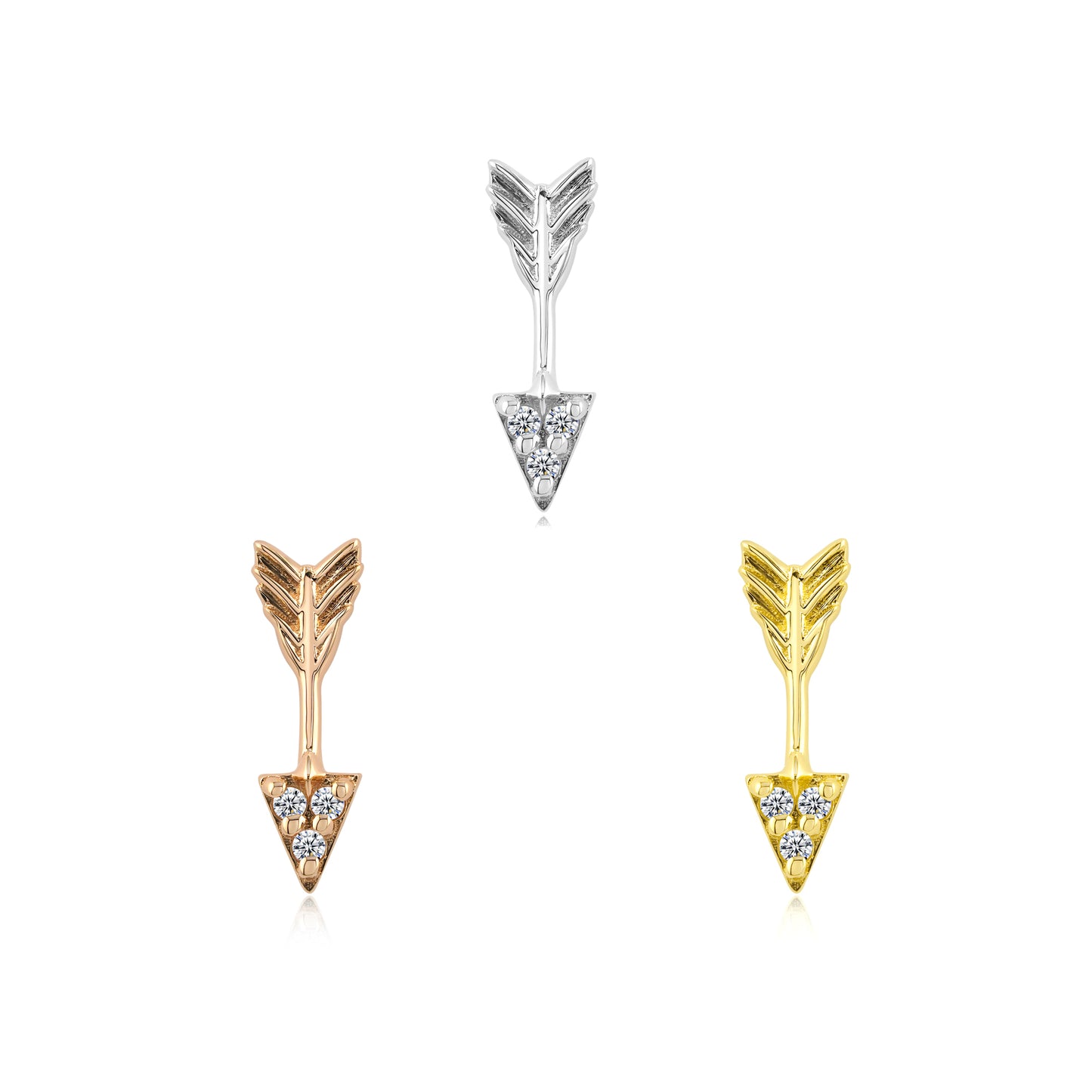 Arrow 14k gold threadless CZ piercing end