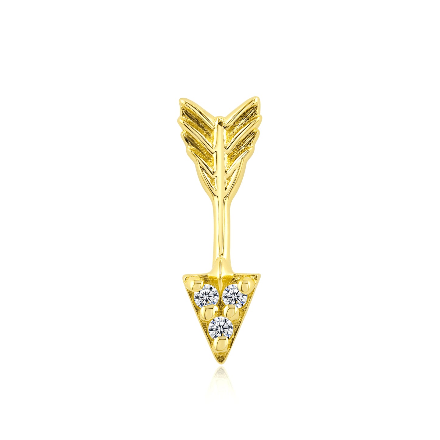 Arrow 14k gold threadless CZ piercing end