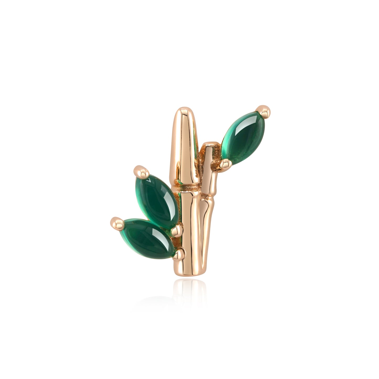 Bamboo Grove green onyx 14k gold threadless piercing end