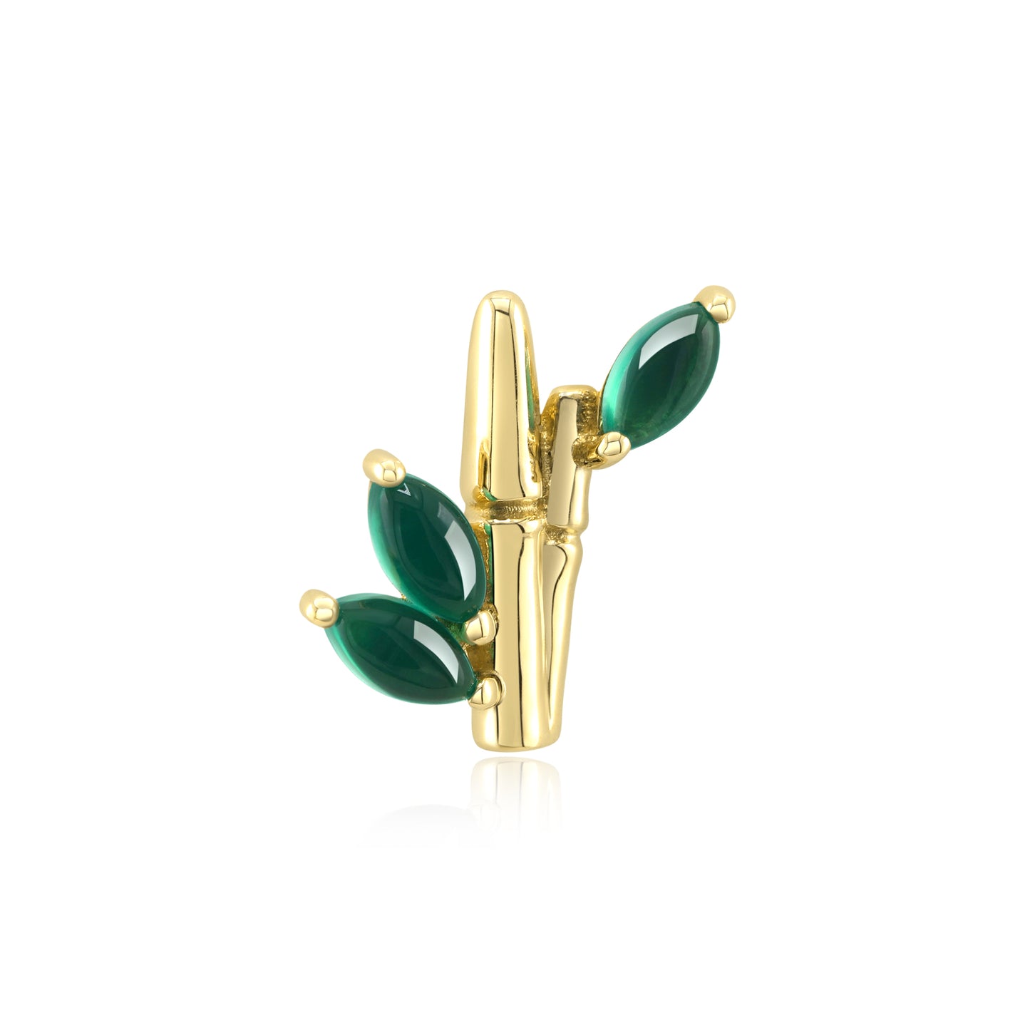 Bamboo Grove green onyx 14k gold threadless piercing end