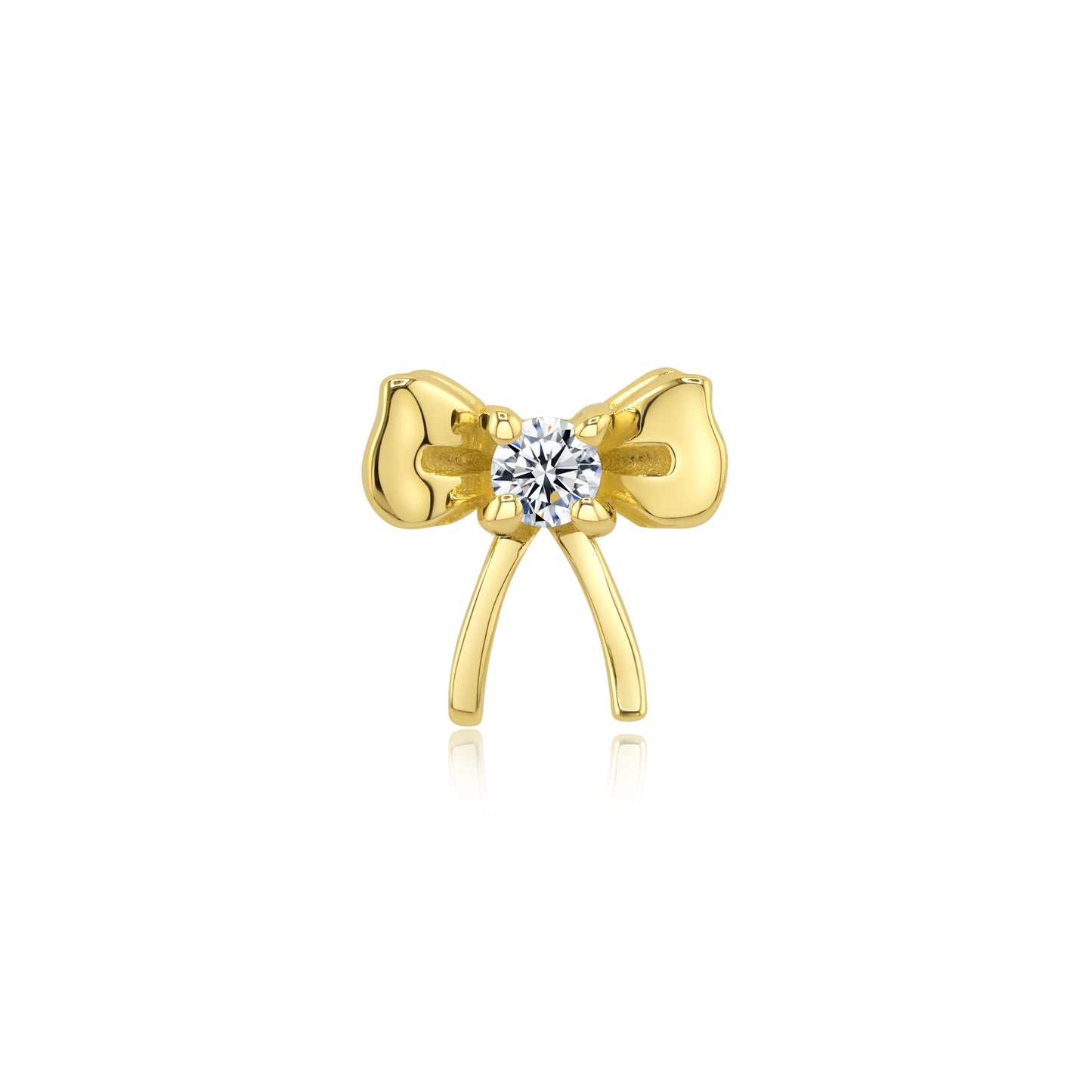 14k gold threadless end with bow CZ cartilage piercing top