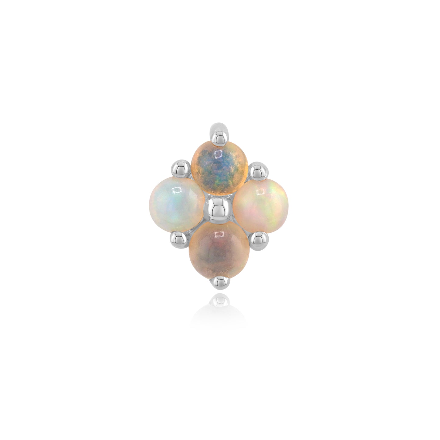 Divine 14k gold threadless piercing end with opal or CZ gems