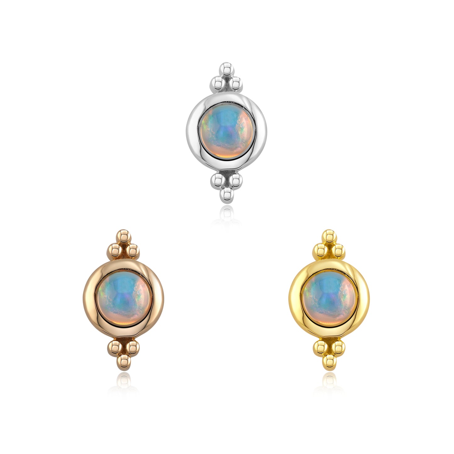 Sweetheart 14k gold opal threadless body jewelry