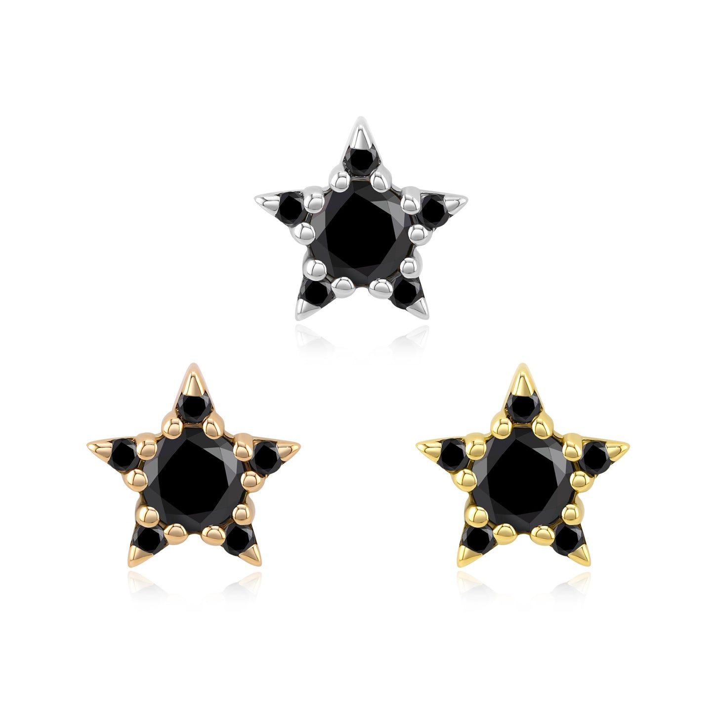 14k gold threadless end with celestial CZ and opal gemstones